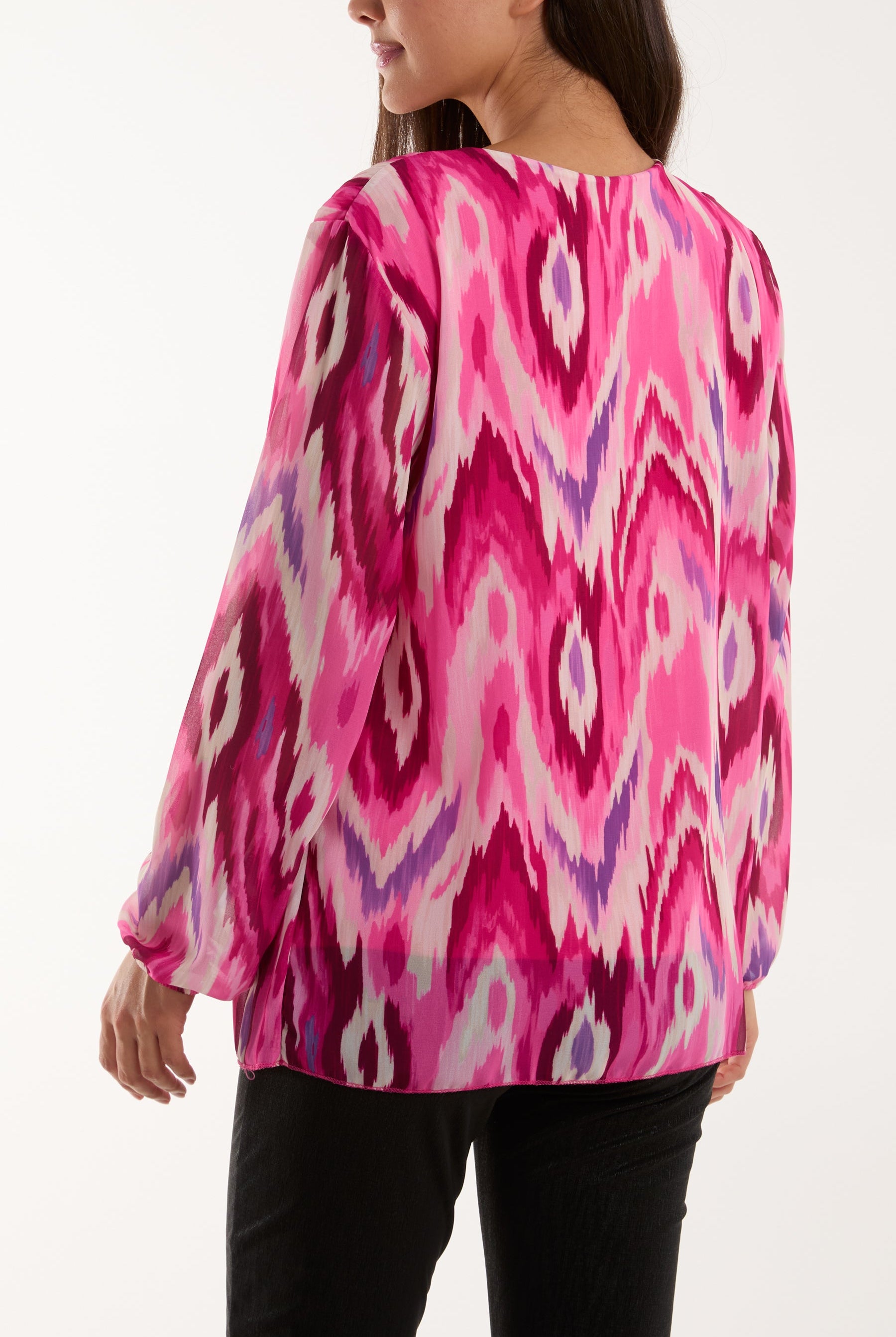 Blurred Zig Zag Pleated Blouse Blouses WearAll