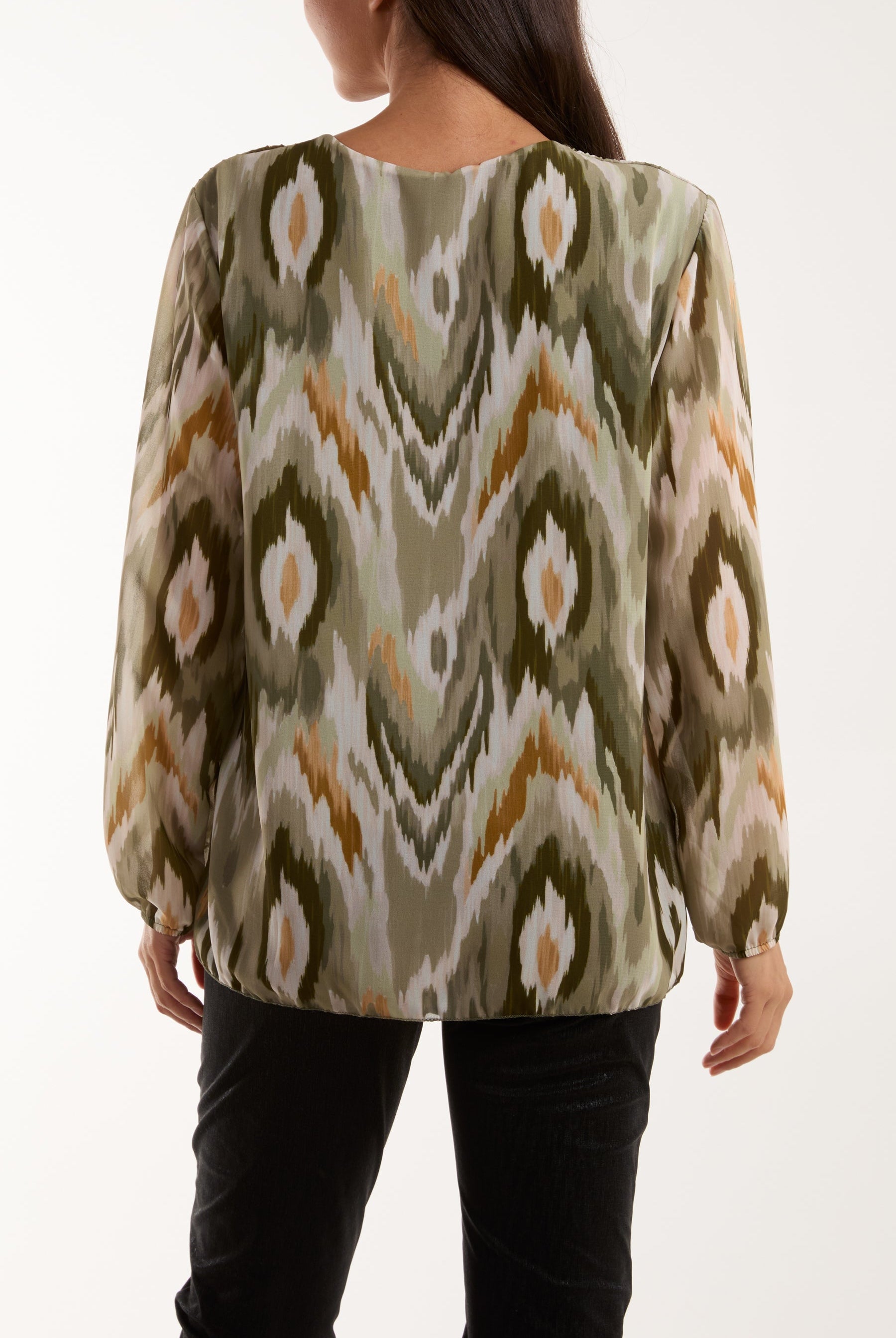 Blurred Zig Zag Pleated Blouse Blouses WearAll