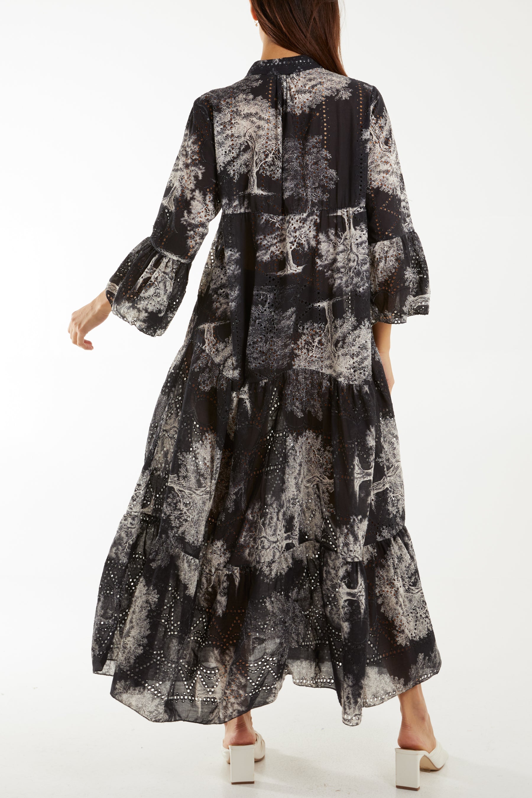 Broderie Anglaise Trees Tiered Maxi Dress Dresses WearAll