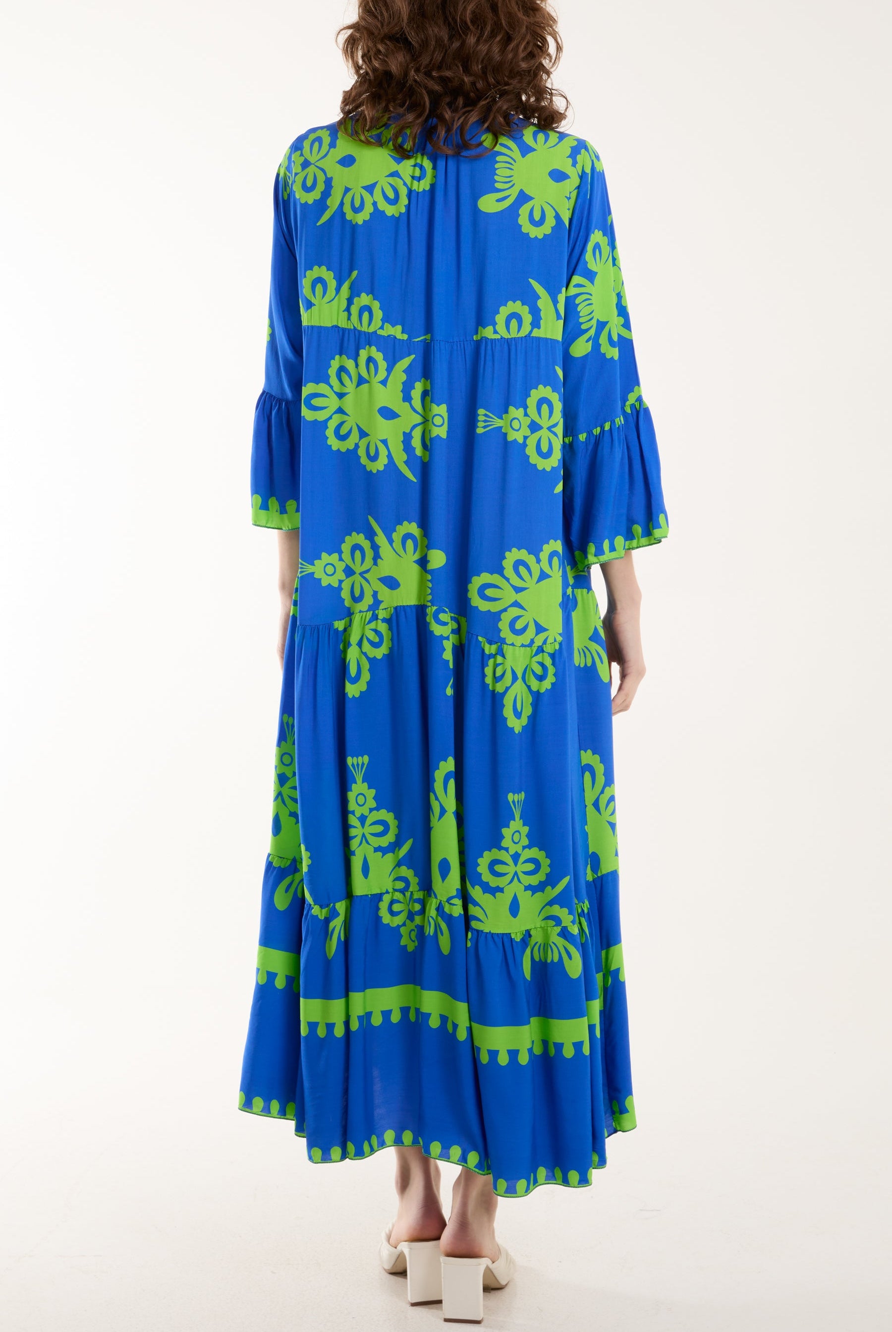 Printed Tiered Maxi Dress Dresses WearAll
