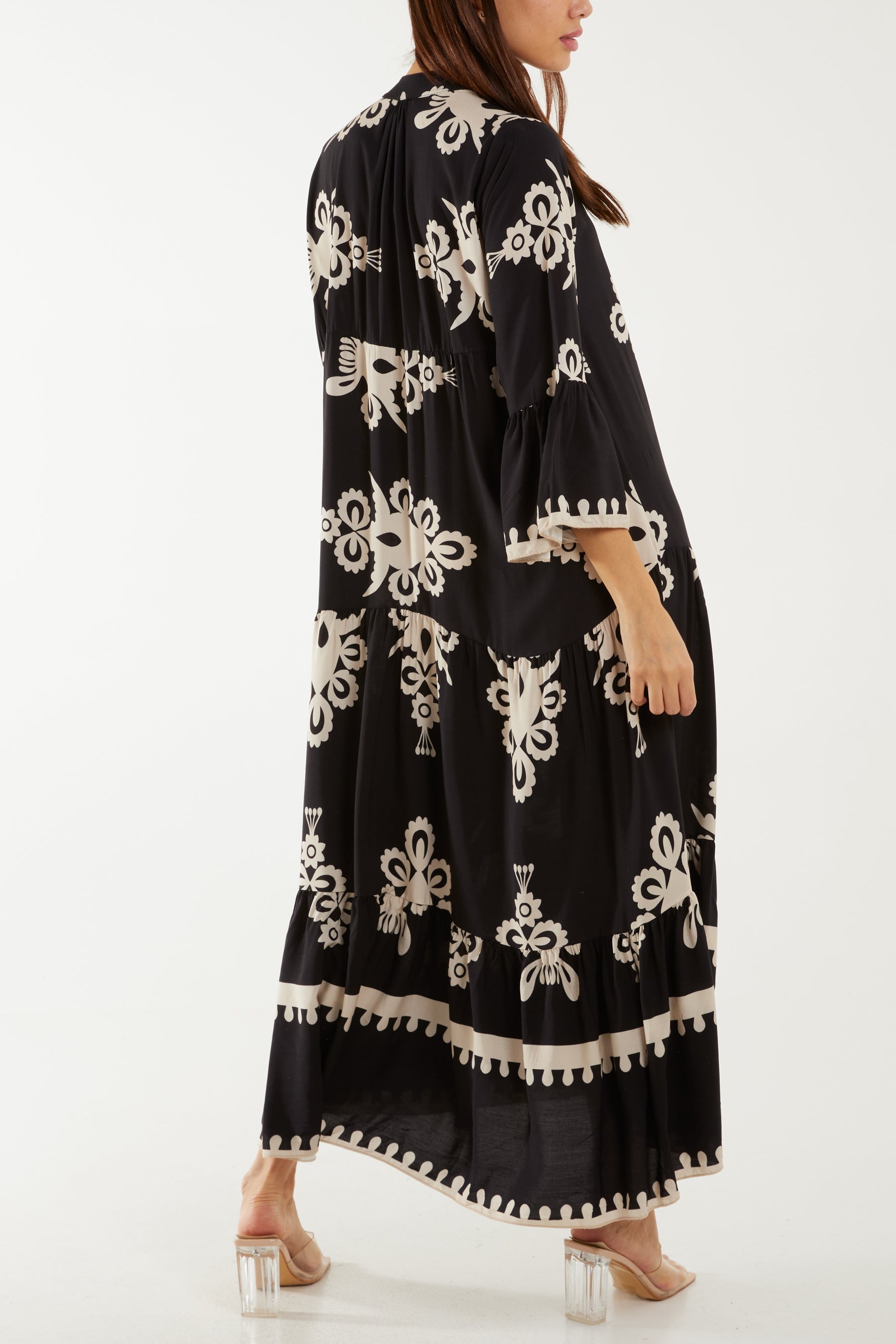 Printed Tiered Maxi Dress Dresses WearAll