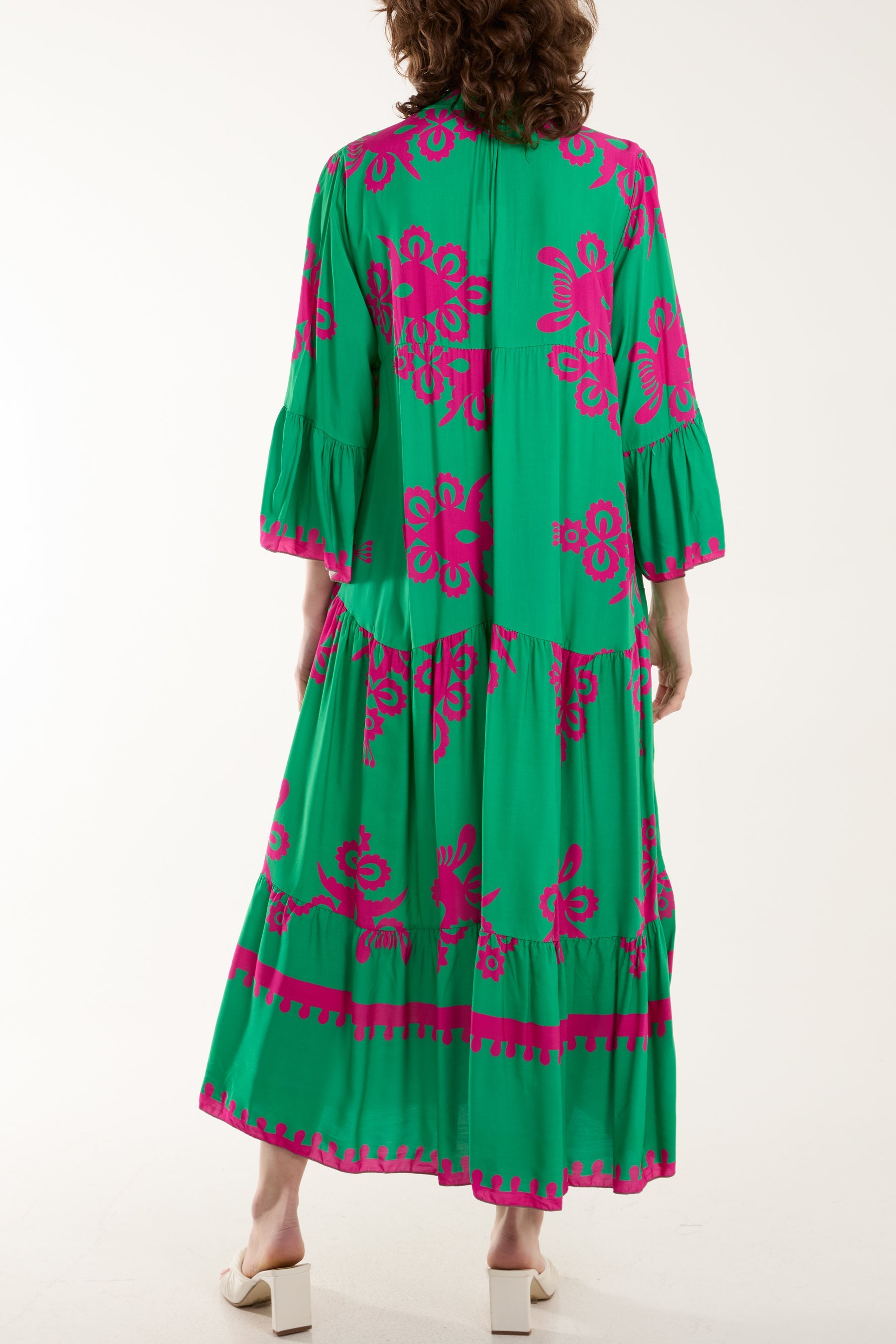 Printed Tiered Maxi Dress Dresses WearAll