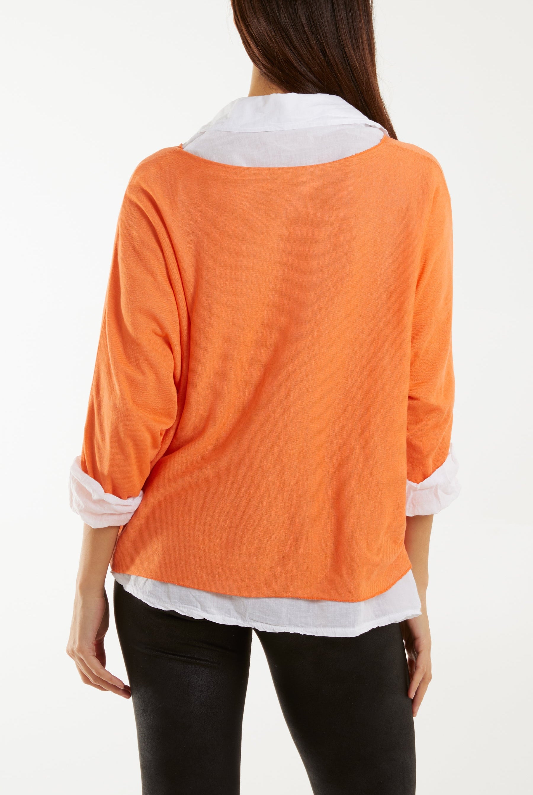 Double Layer Fine Knit and Cotton Shirt Jumpers WearAll