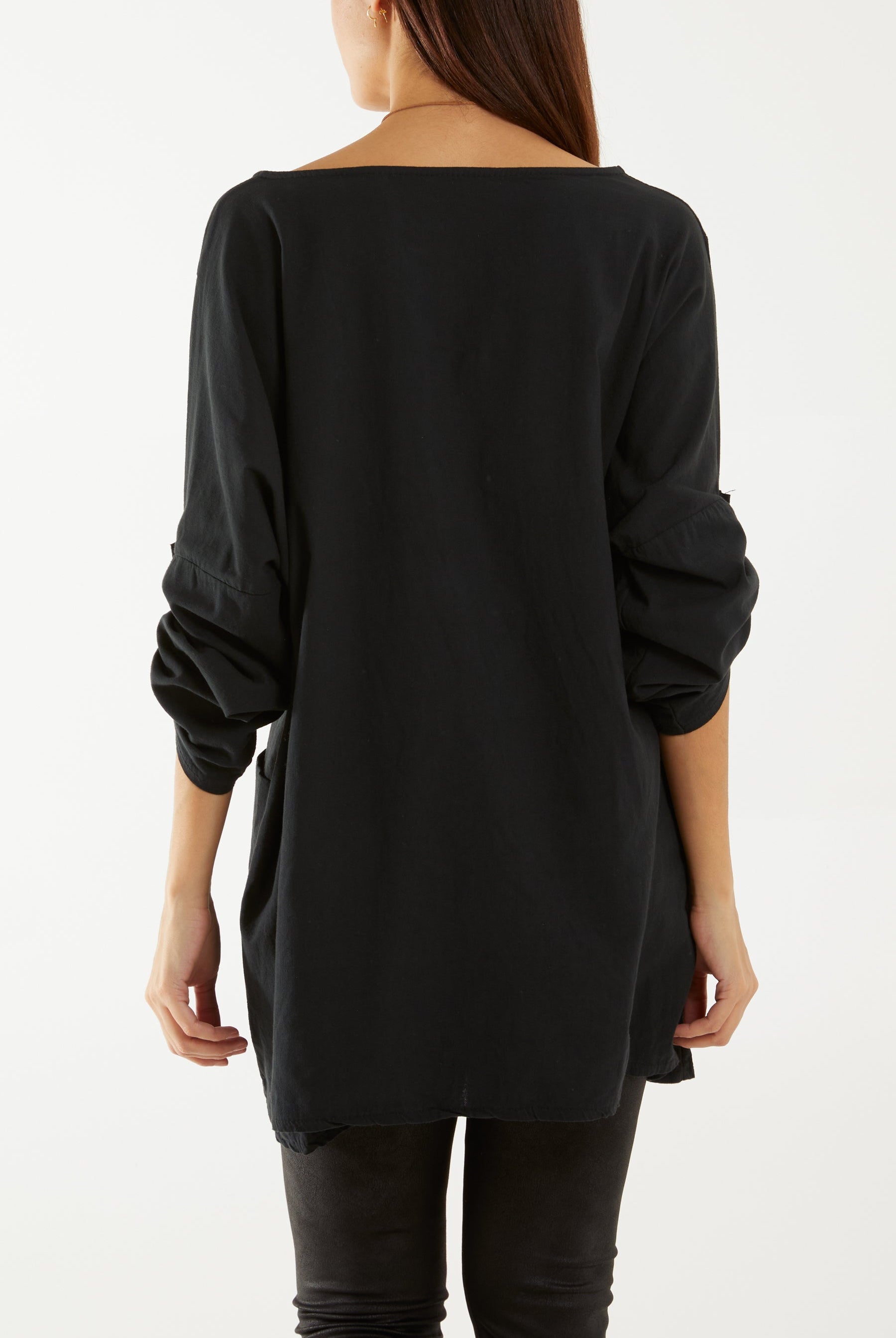 Necklace Relaxed Fit Blouse with Pockets Tops WearAll