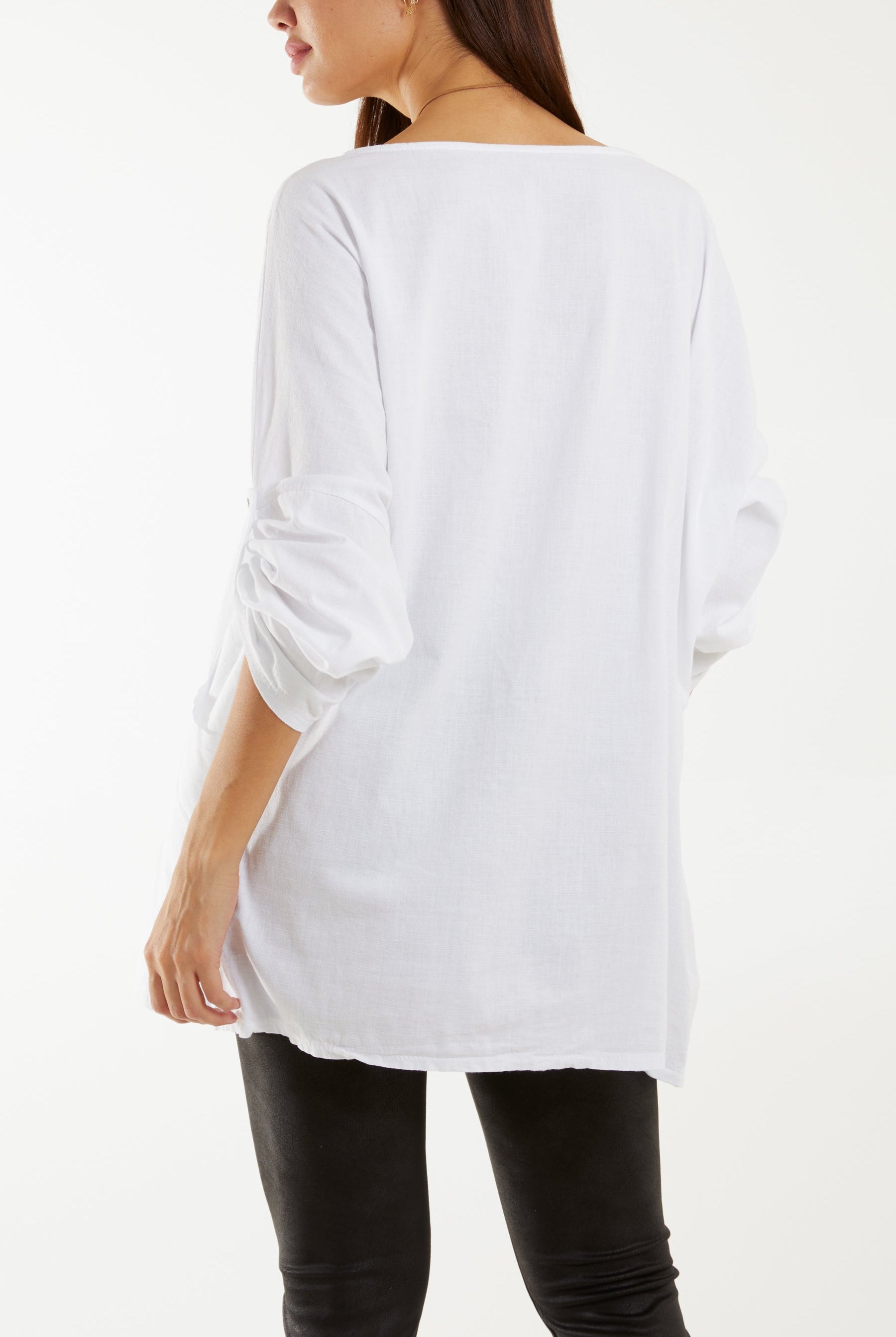 Necklace Relaxed Fit Blouse with Pockets Tops WearAll