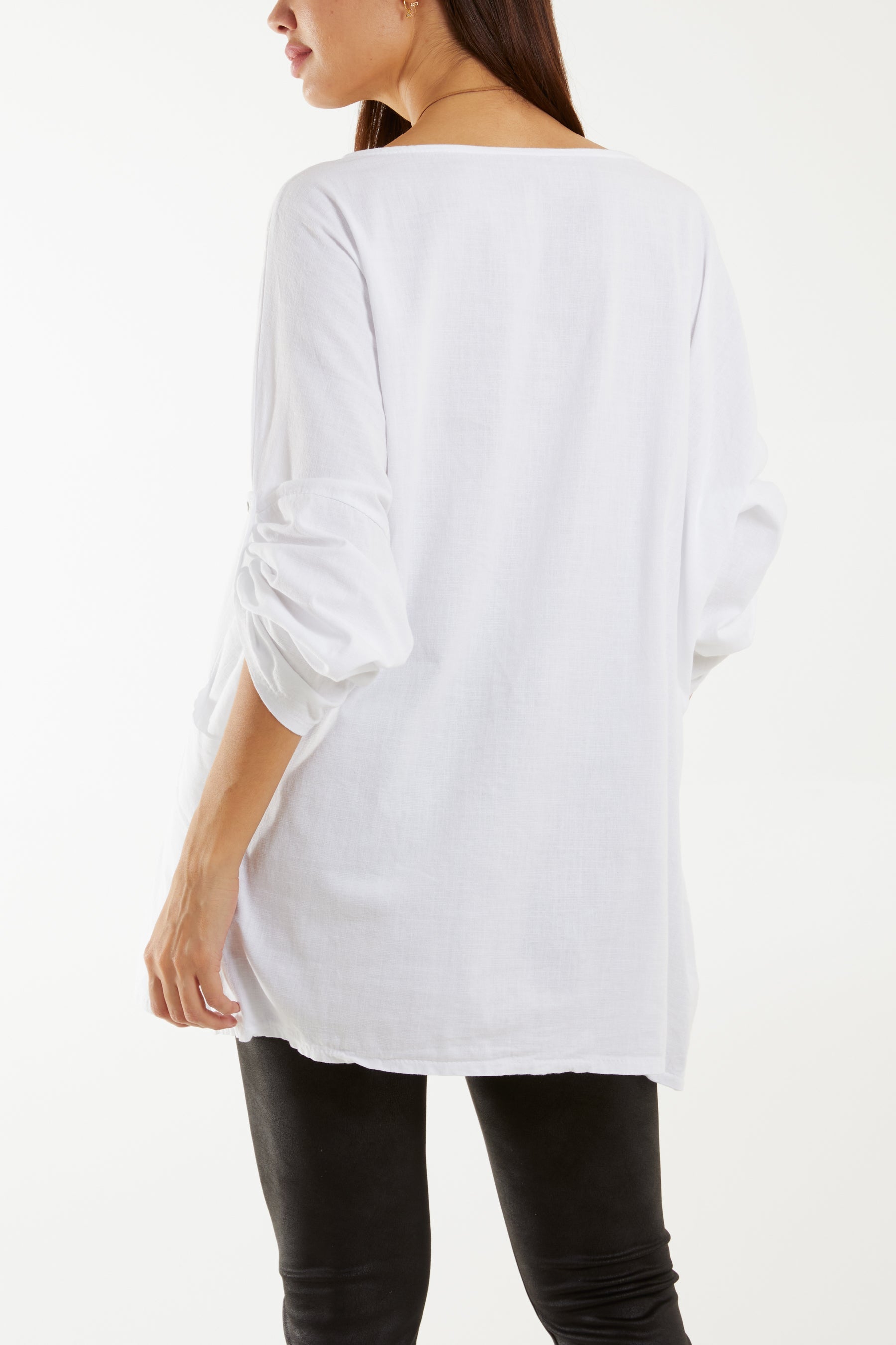 Necklace Relaxed Fit Blouse with Pockets Tops WearAll