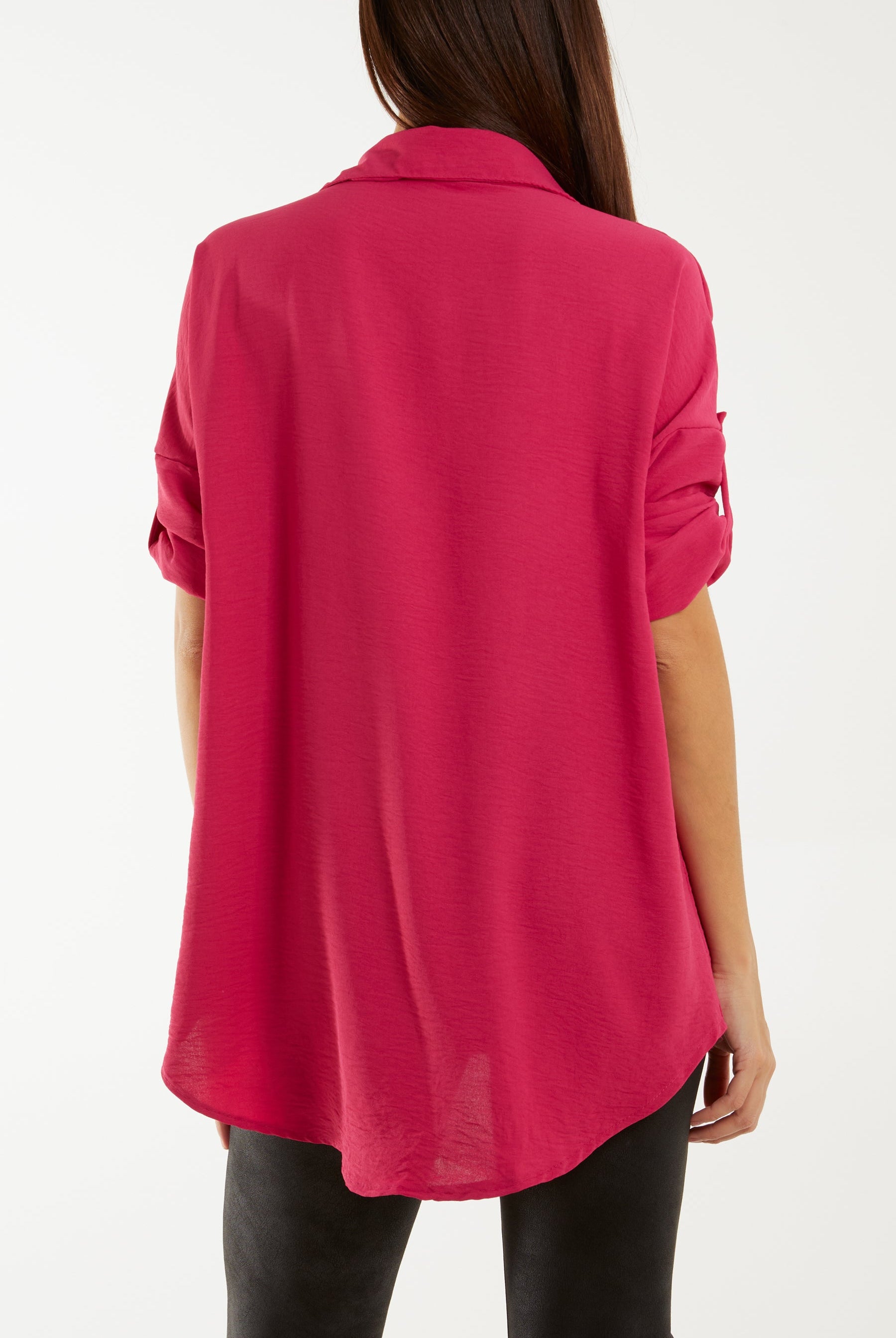 Open Collar Wooden Button Blouse Blouses WearAll