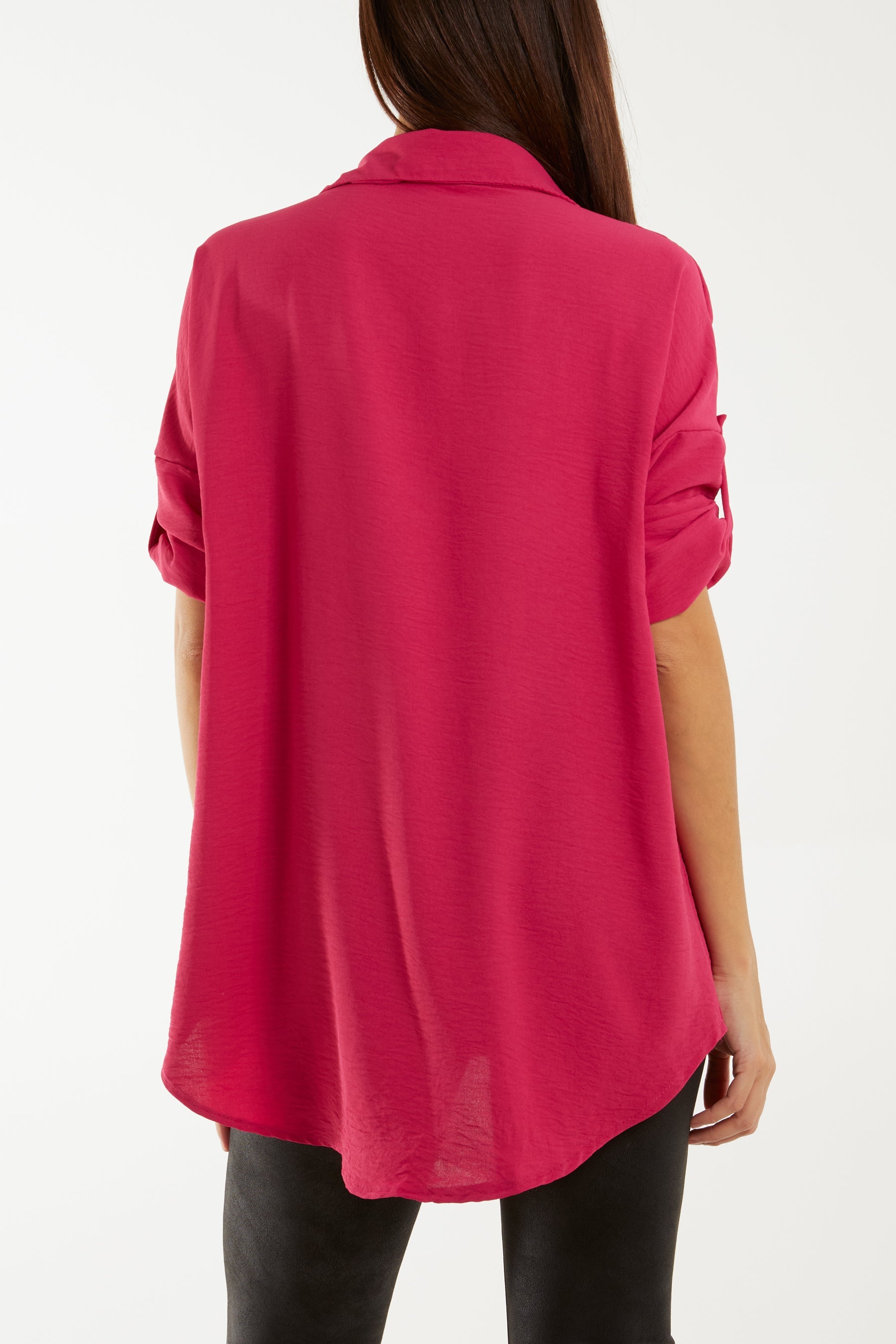 Open Collar Wooden Button Blouse Blouses WearAll