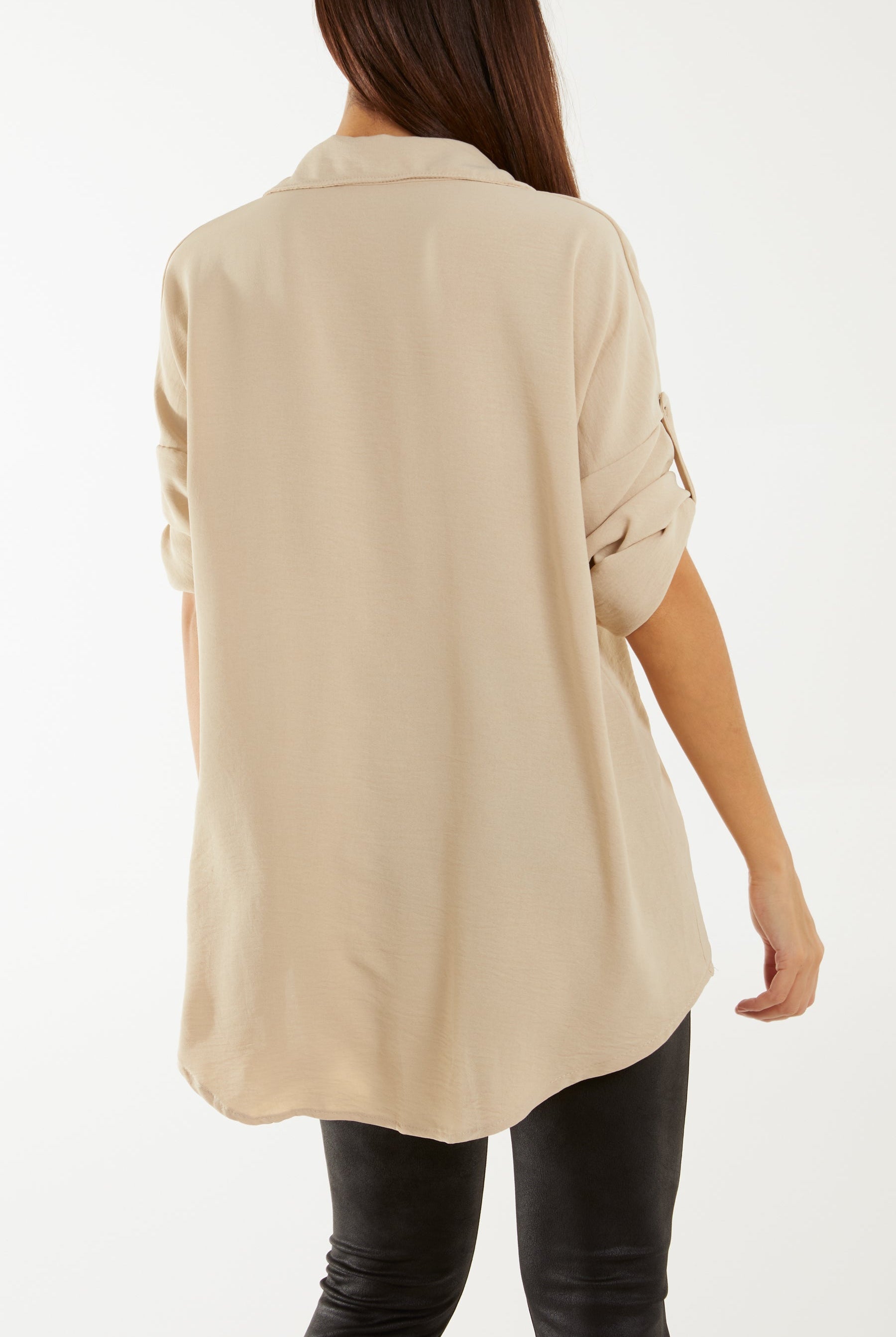 Open Collar Wooden Button Blouse Blouses WearAll