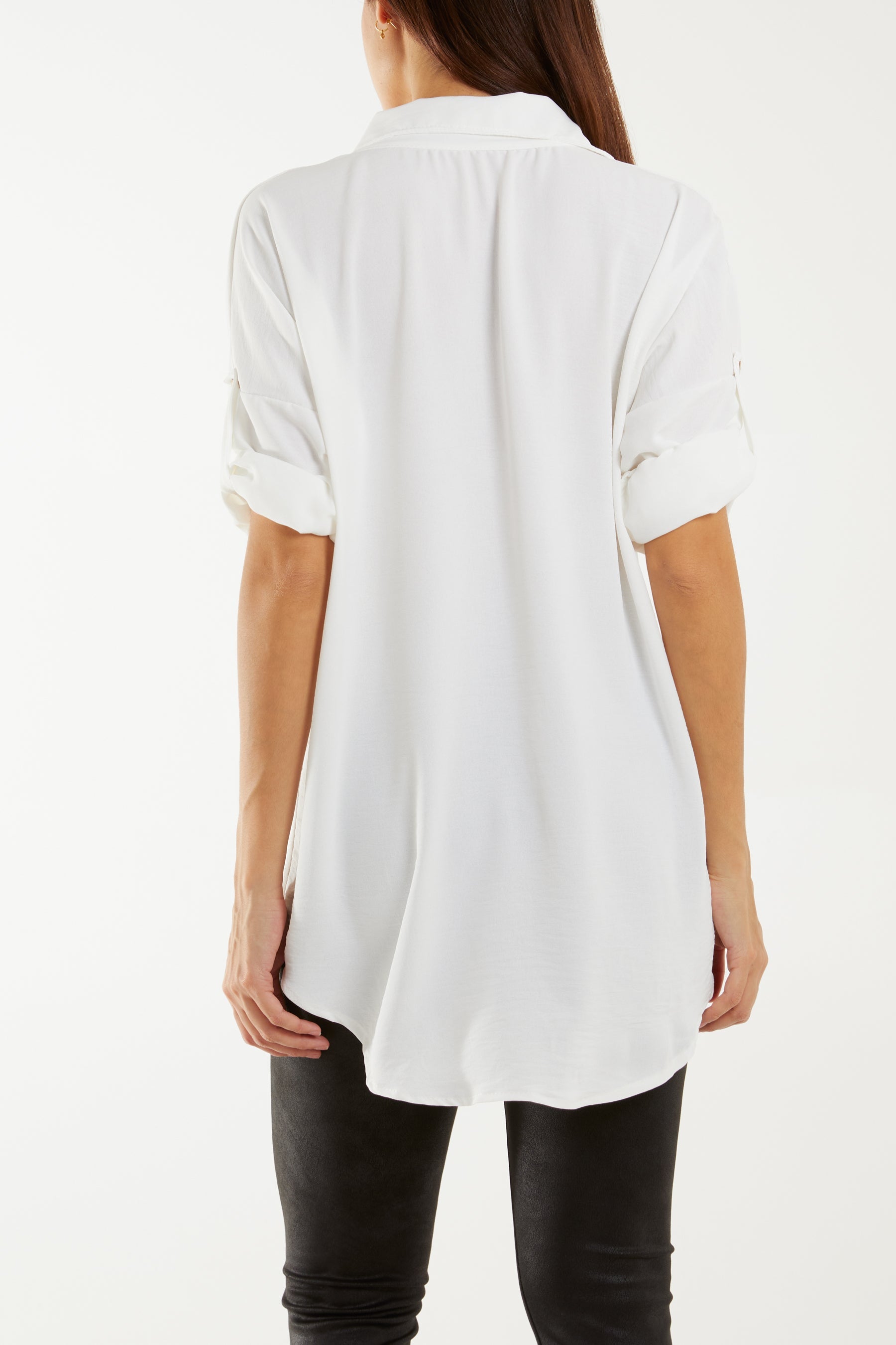 Open Collar Wooden Button Blouse Blouses WearAll