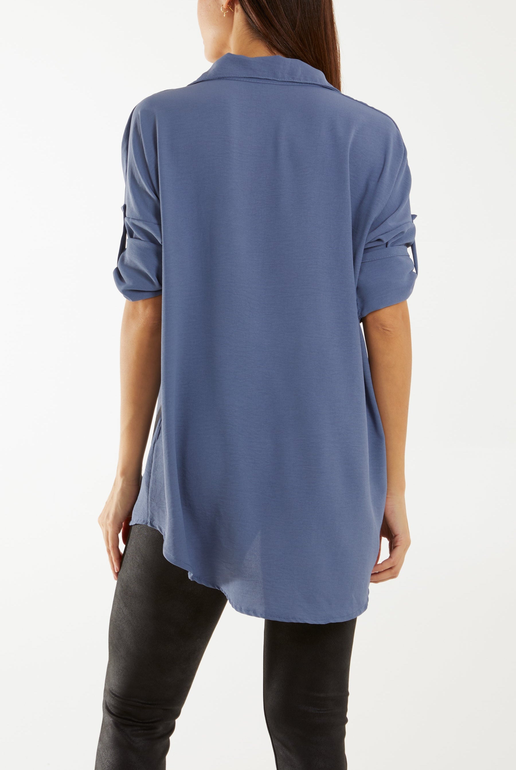 Open Collar Wooden Button Blouse Blouses WearAll