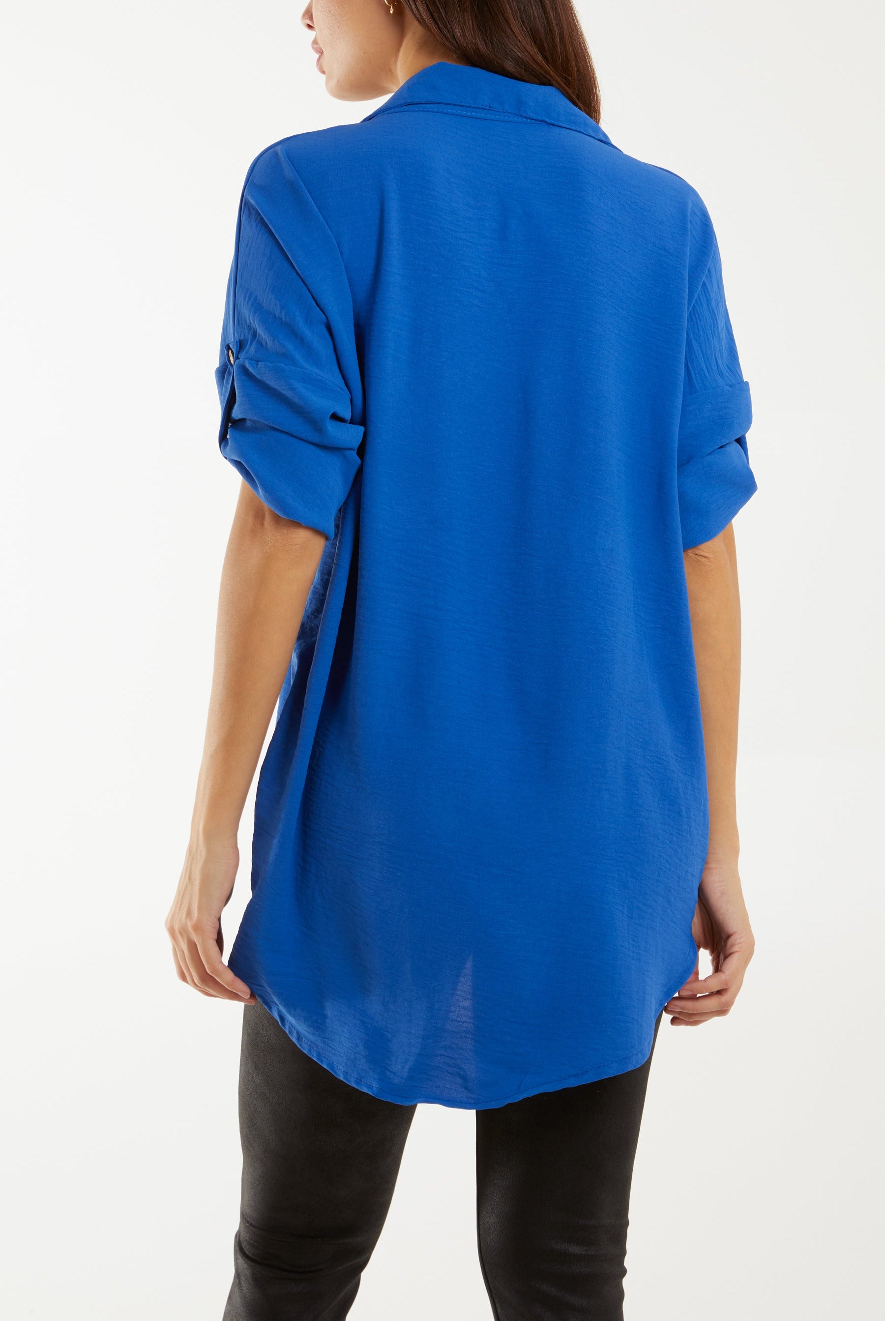 Open Collar Wooden Button Blouse Blouses WearAll