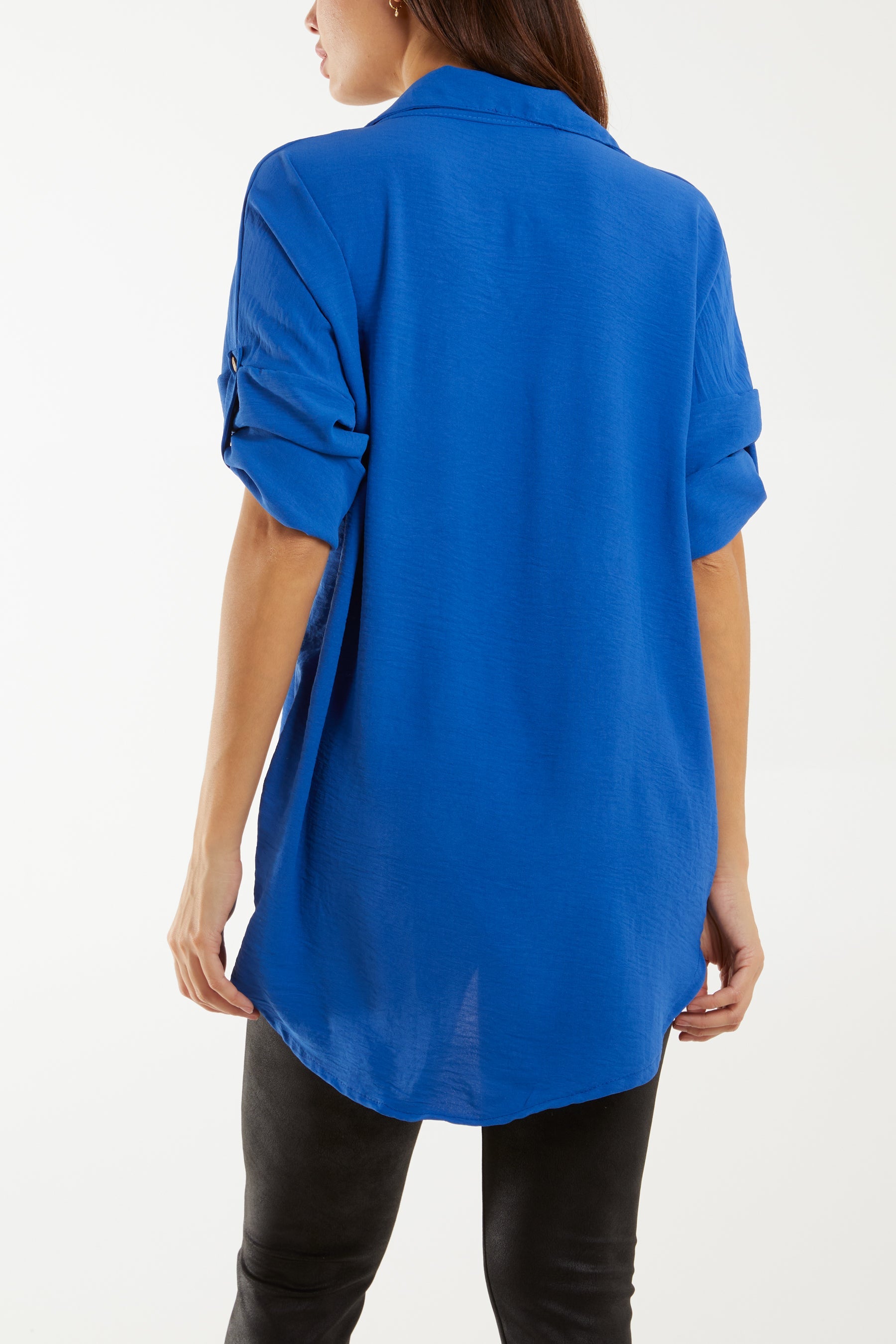 Open Collar Wooden Button Blouse Blouses WearAll