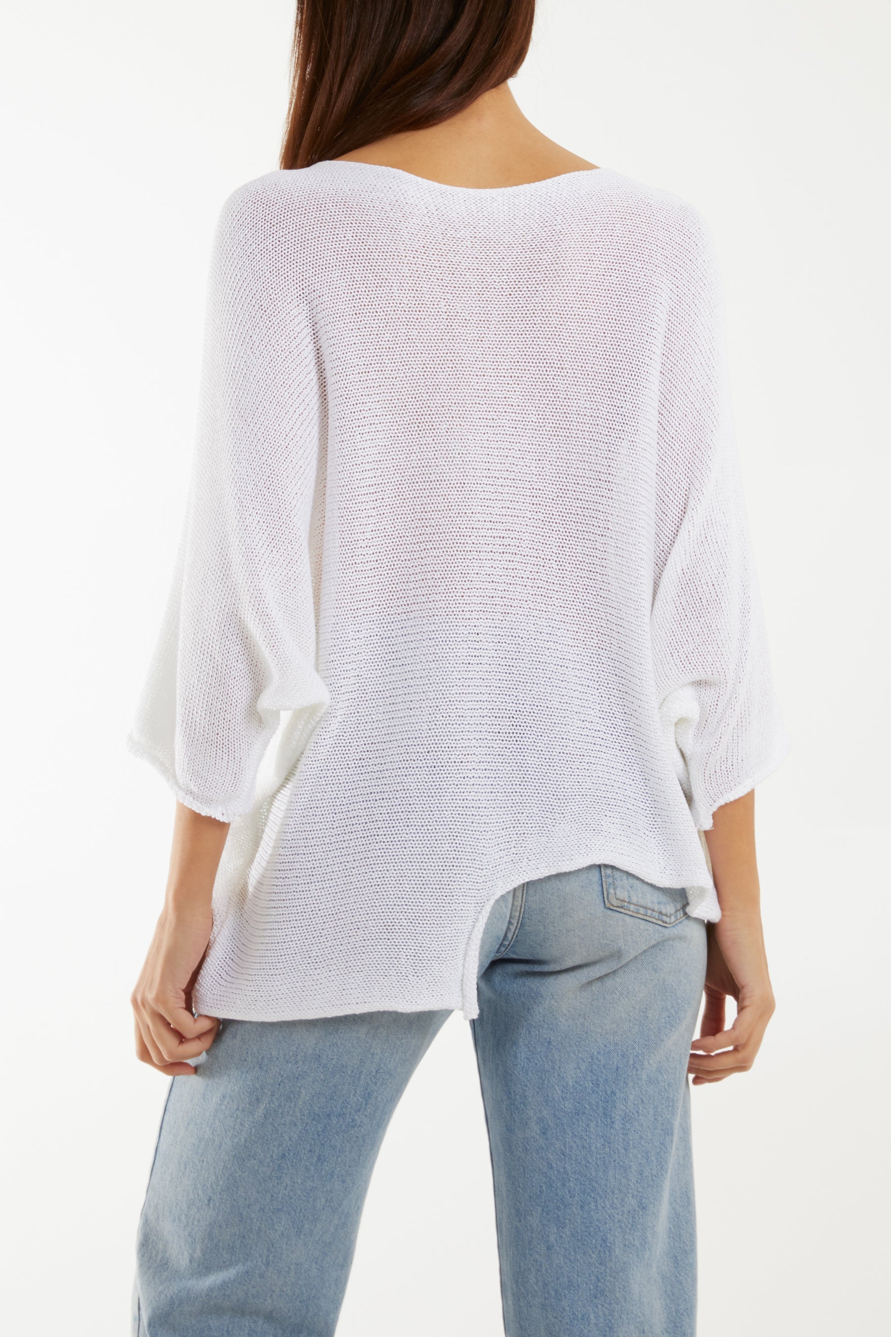 Cotton Crochet Asymmetric Hem Jumper Jumpers WearAll
