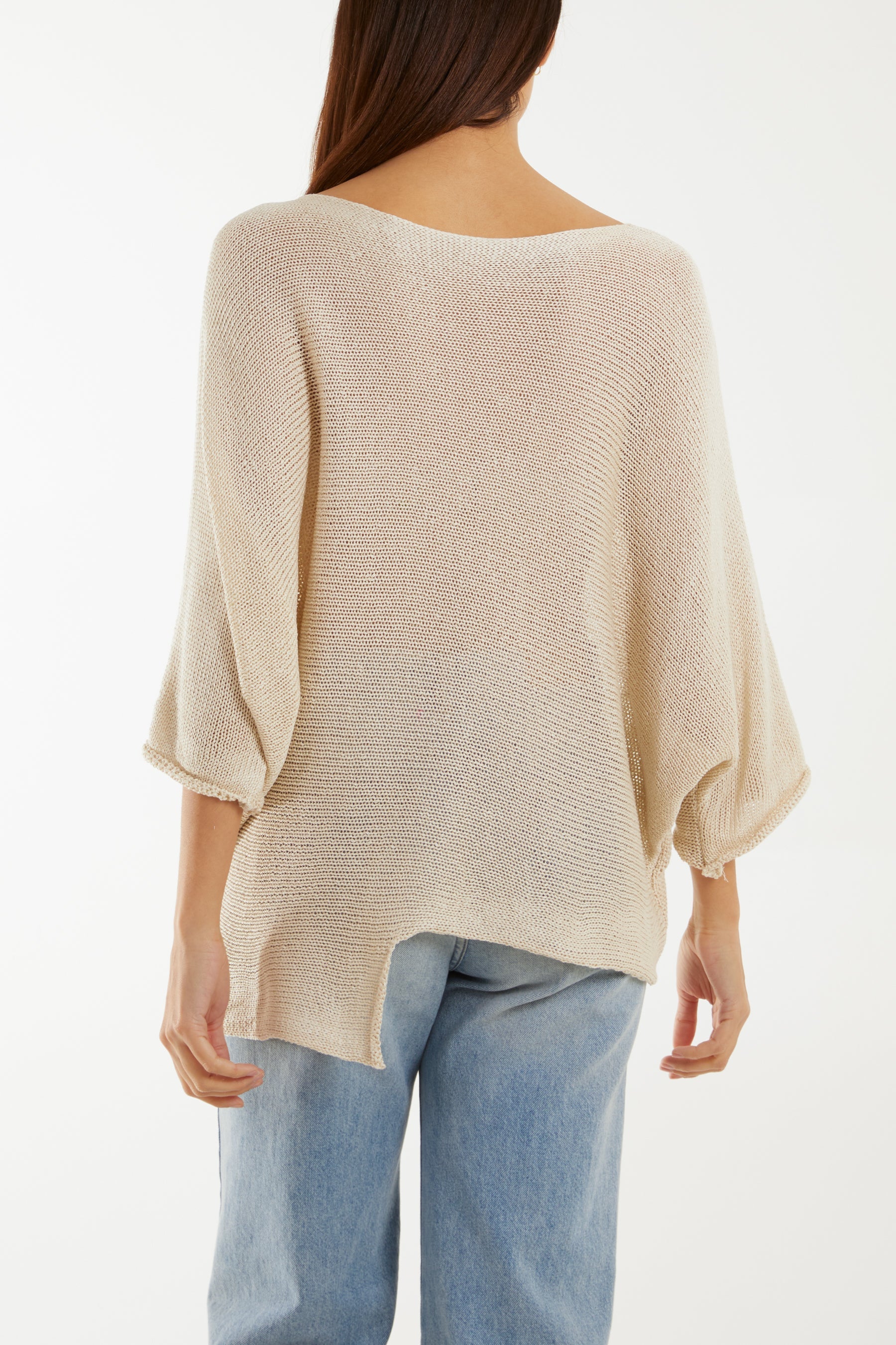 Cotton Crochet Asymmetric Hem Jumper Jumpers WearAll