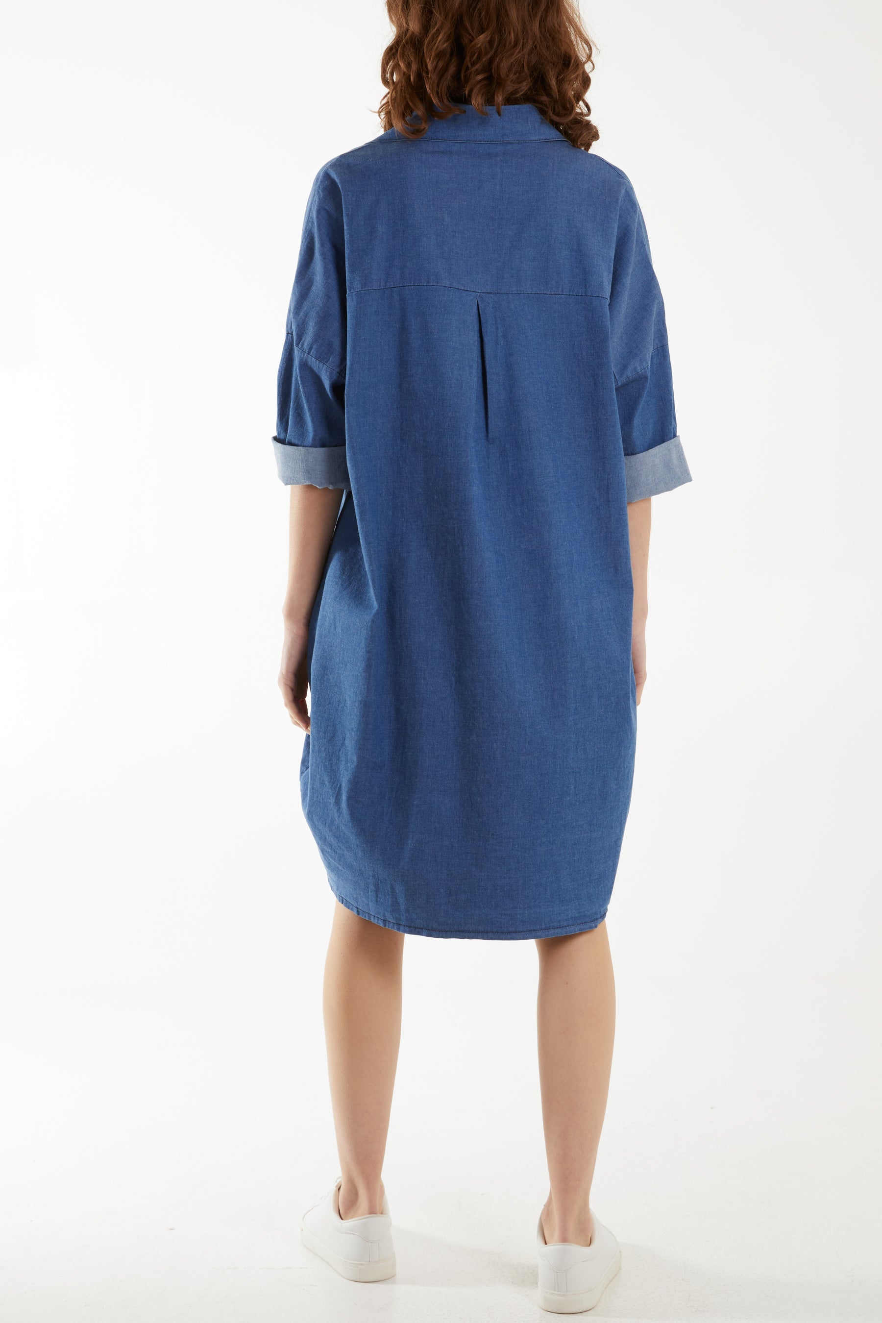 Denim Pockets Mini Shirt Dress Dresses WearAll