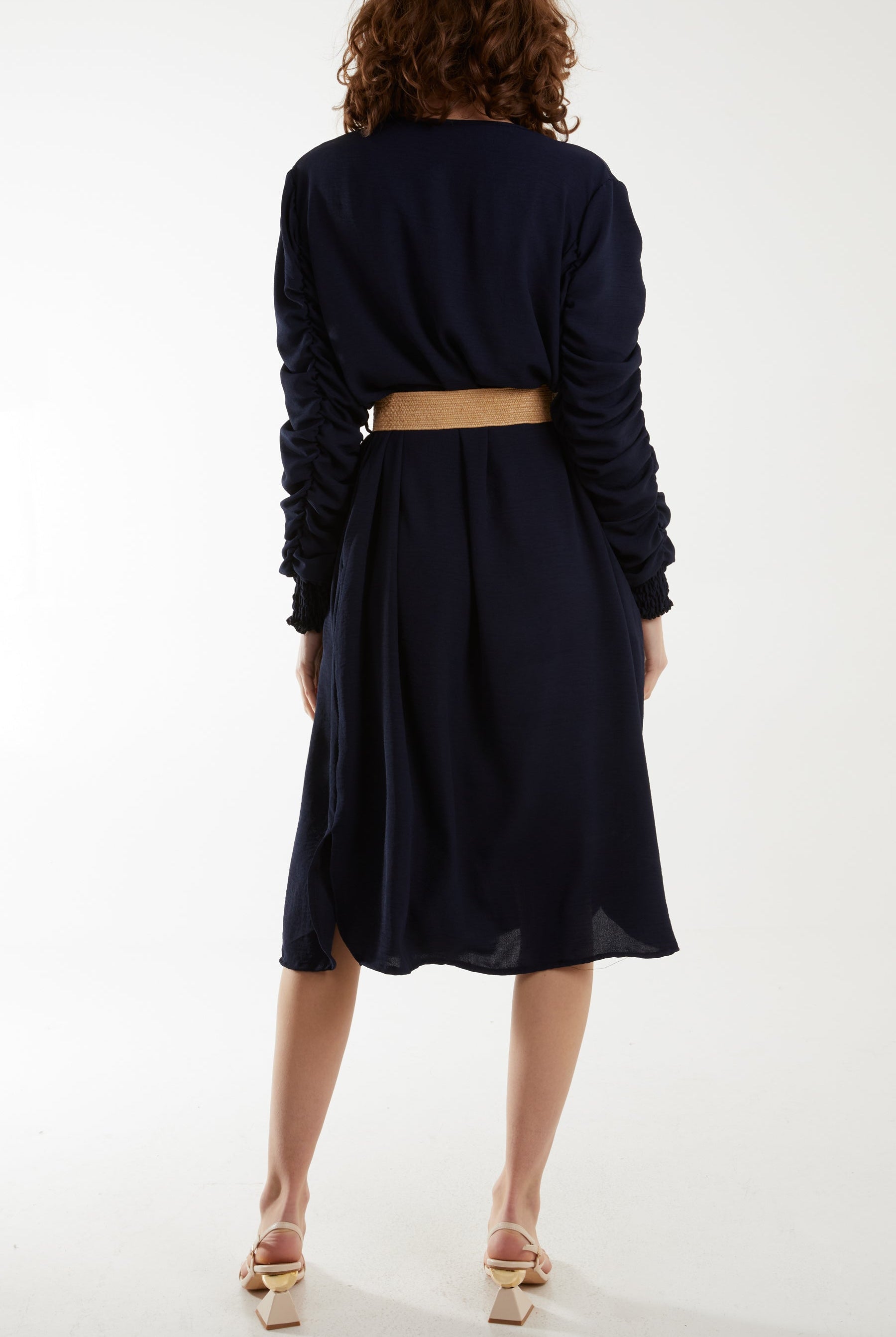 Ruffle Sleeve Pelted Midi Dress Dresses WearAll