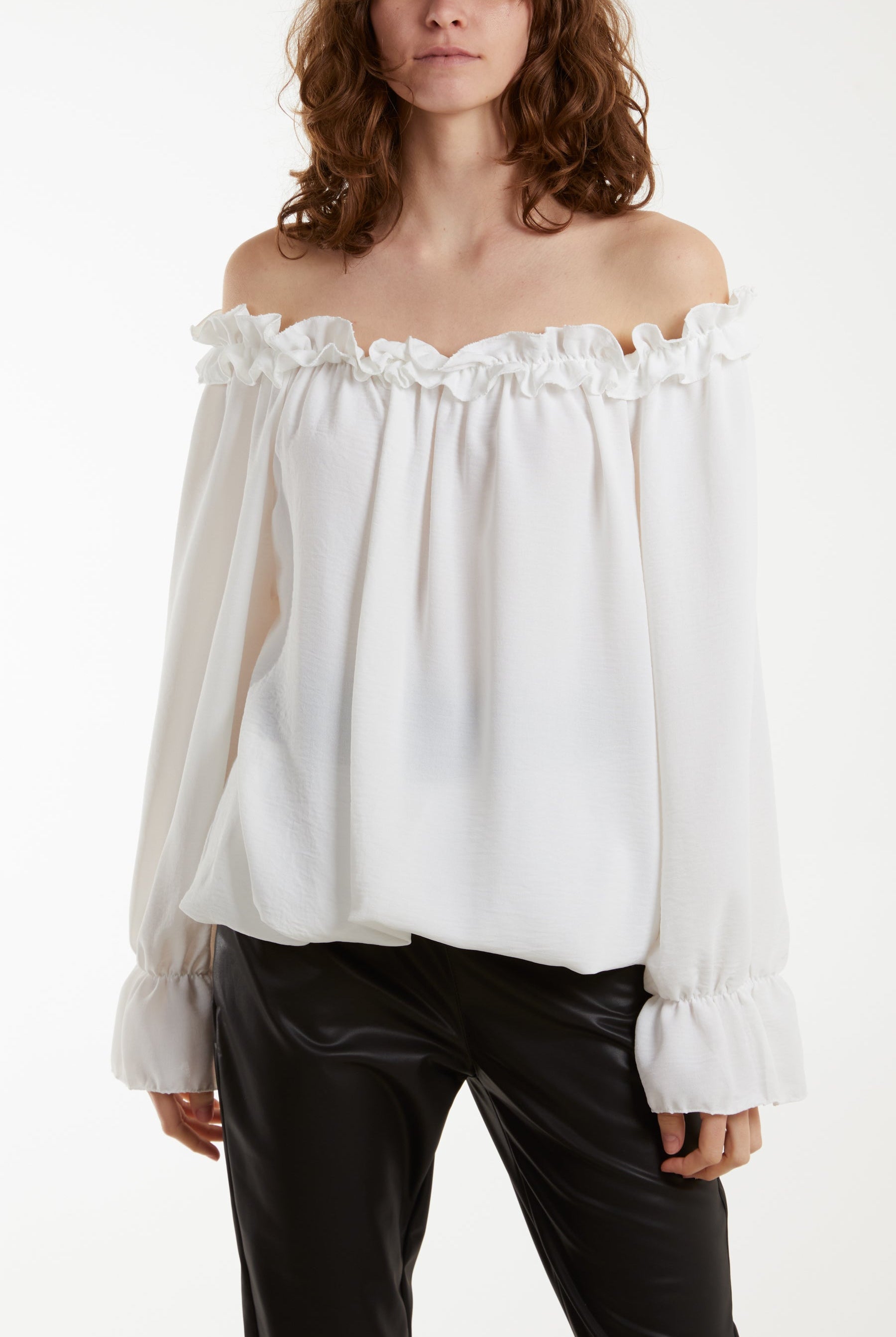 Bardot Ruffle Bubble Hem Blouse Tops WearAll White One Size