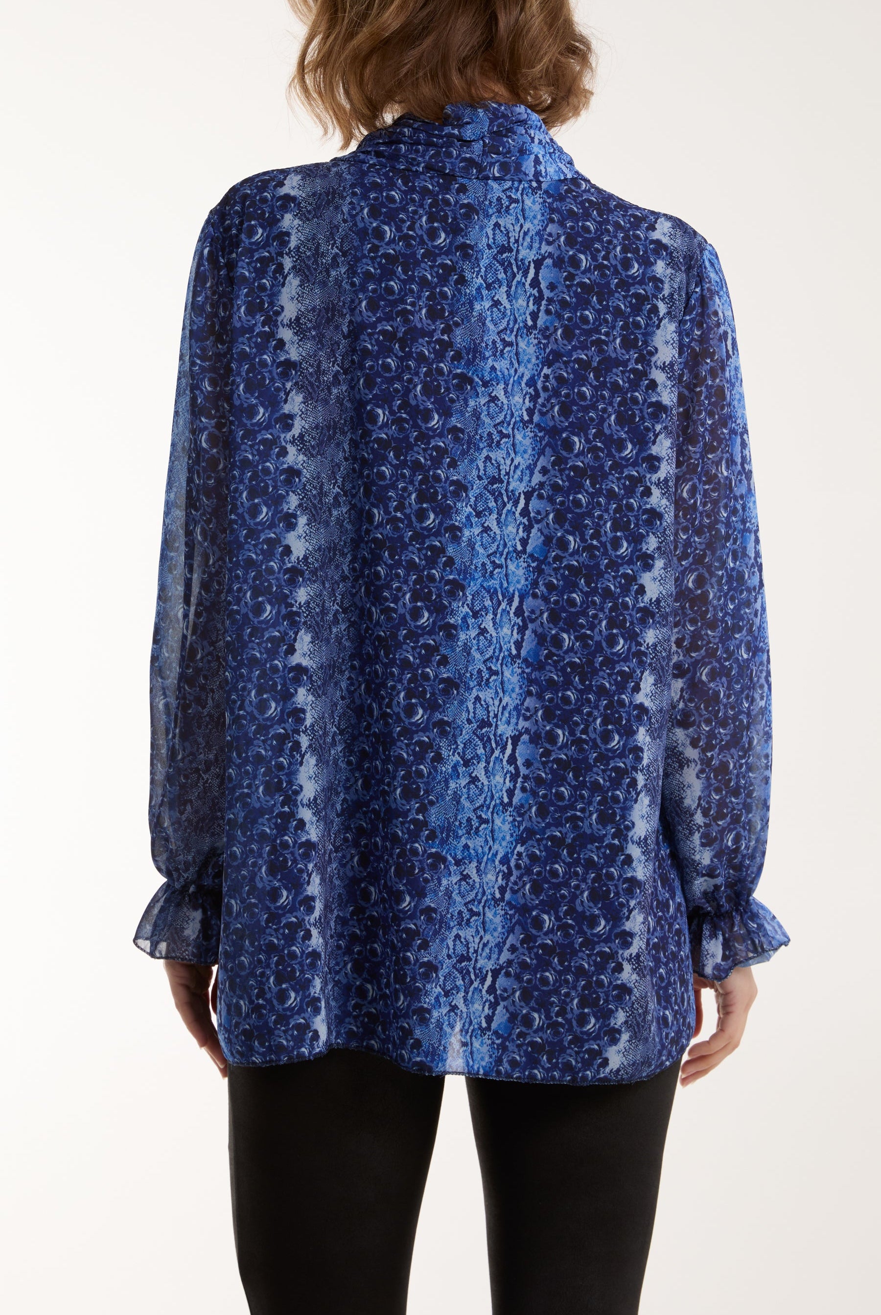 Pleated Tie Neck Sheer Floral Blouse Blouses WearAll