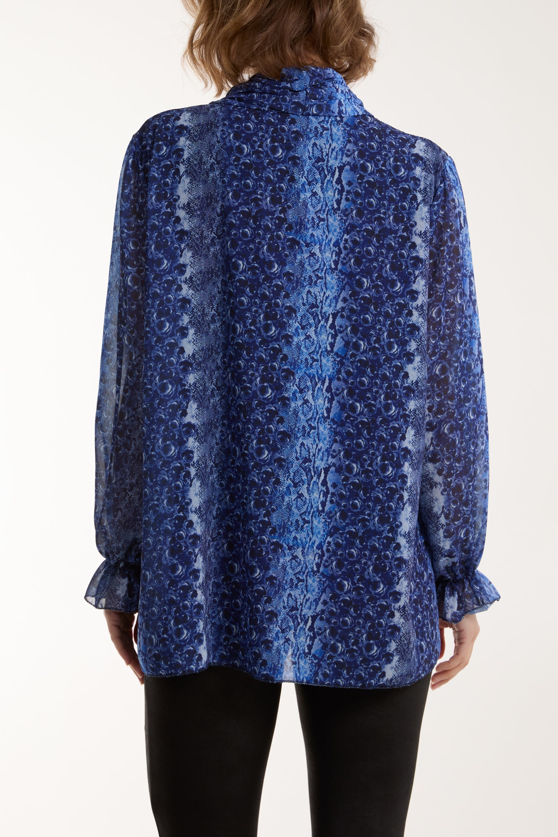 Pleated Tie Neck Sheer Floral Blouse Blouses WearAll