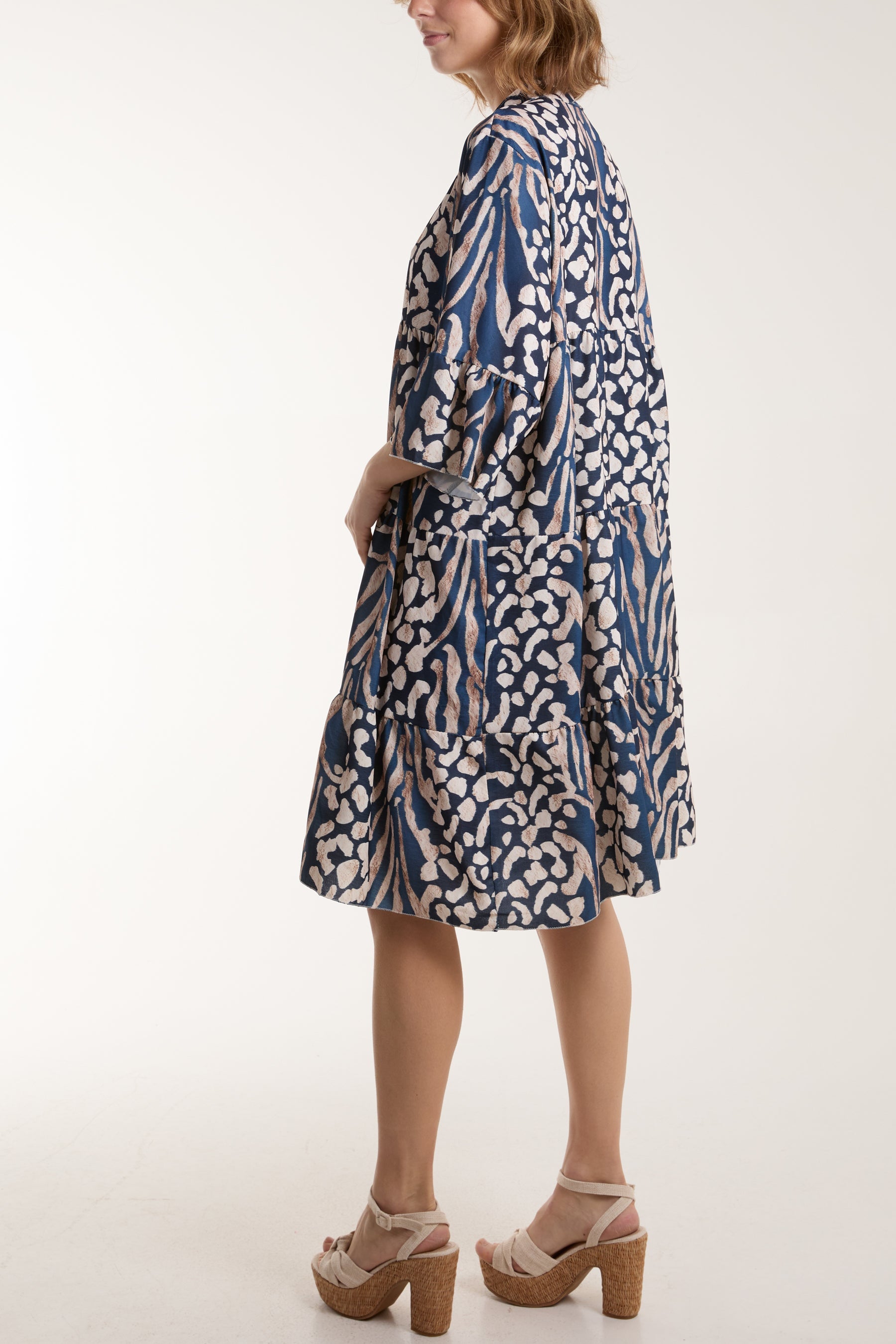 Colourful Leopard Print Tiered Smock Dress Dresses WearAll