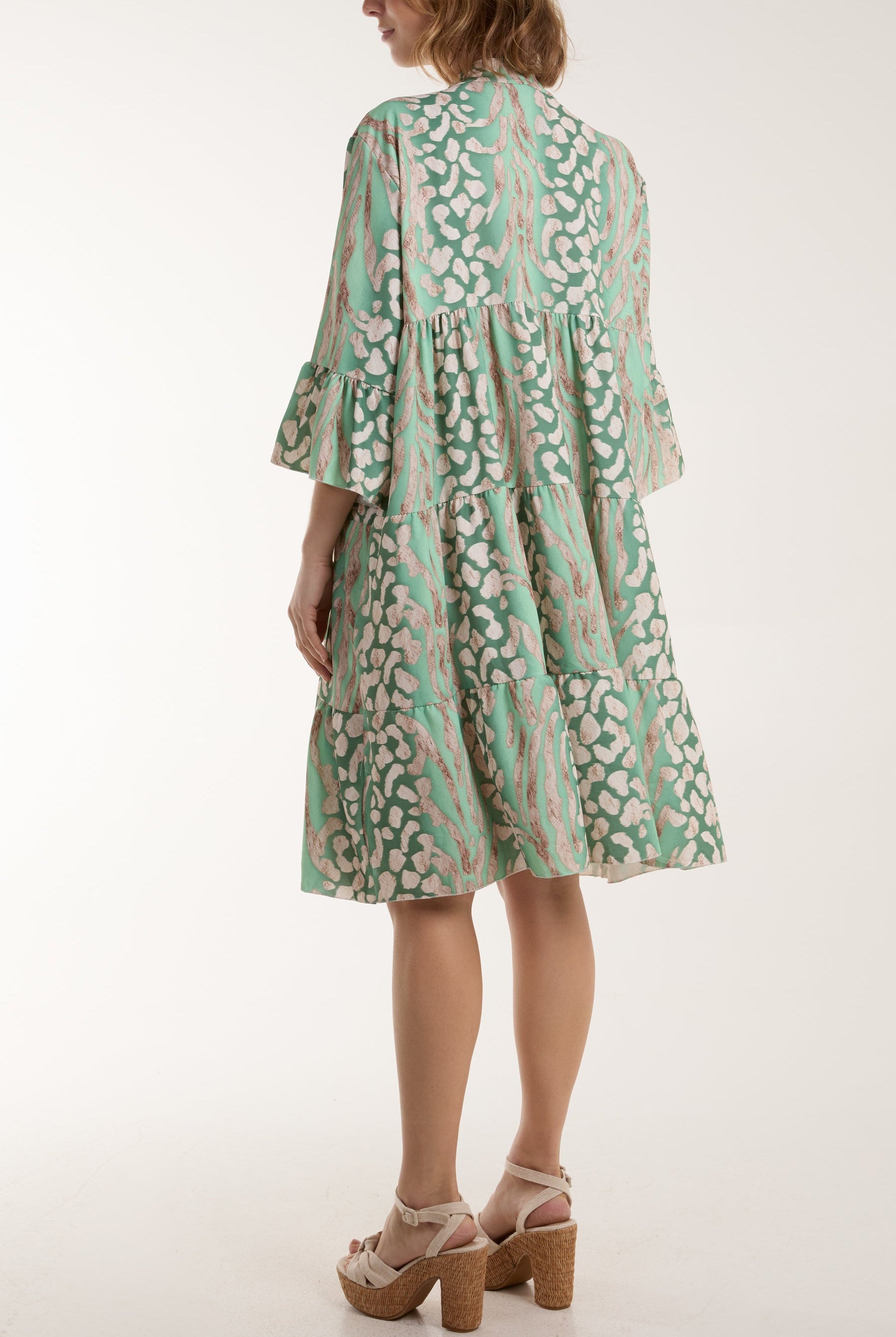 Colourful Leopard Print Tiered Smock Dress Dresses WearAll