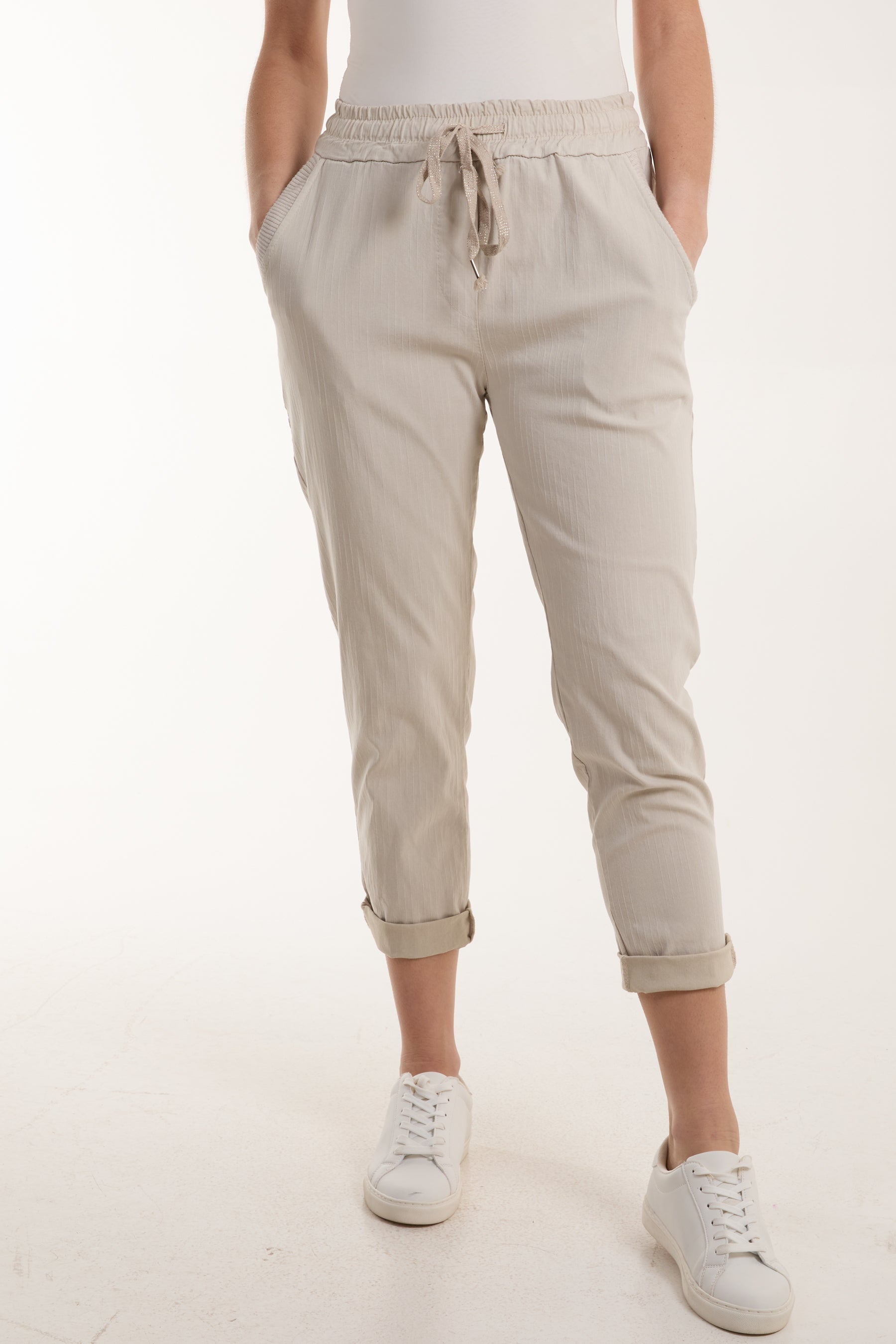 Texture Stripe Pocket Panel Trousers Trousers WearAll Stone One Size