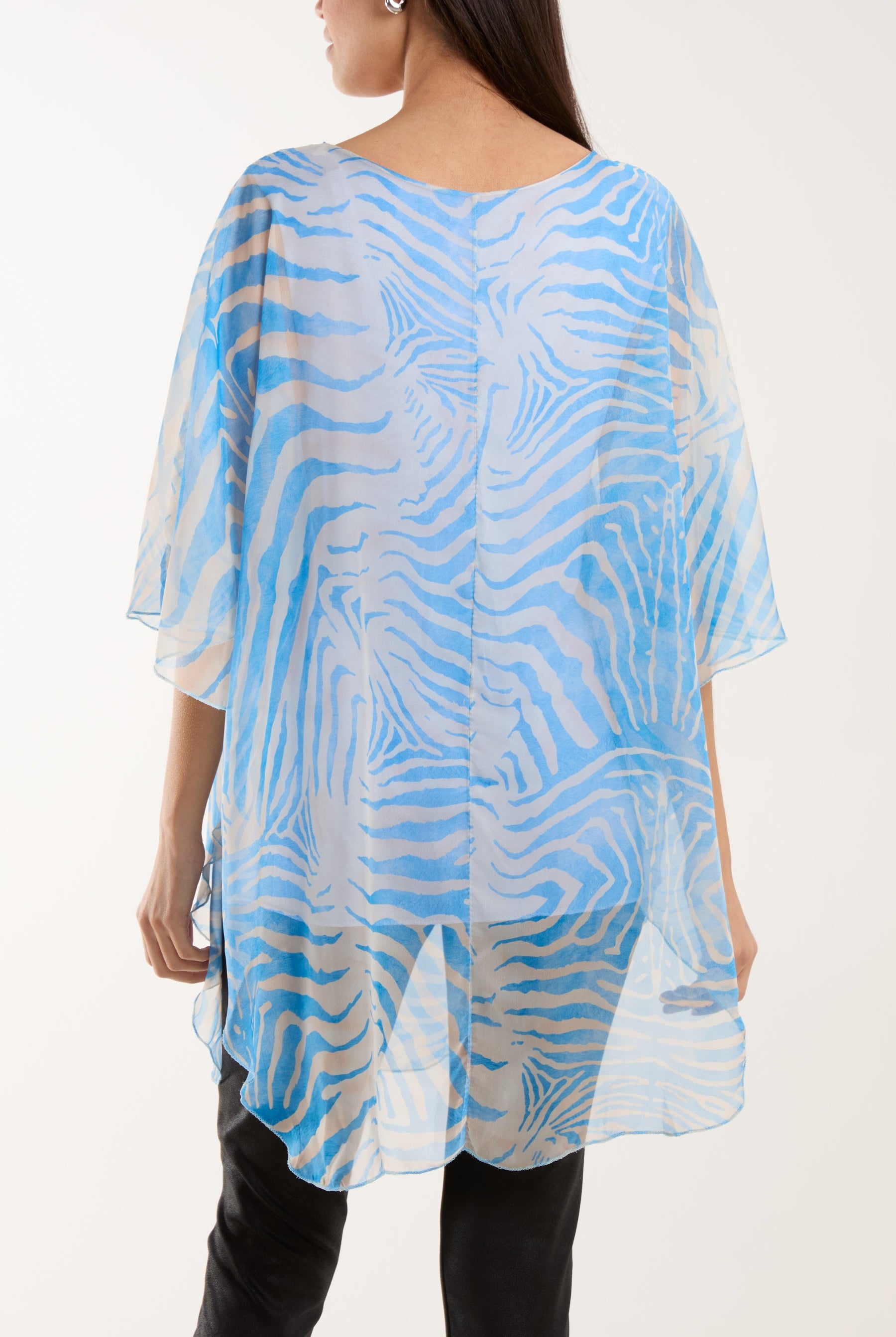 Zebra Print Sheer Long Blouse Blouses WearAll