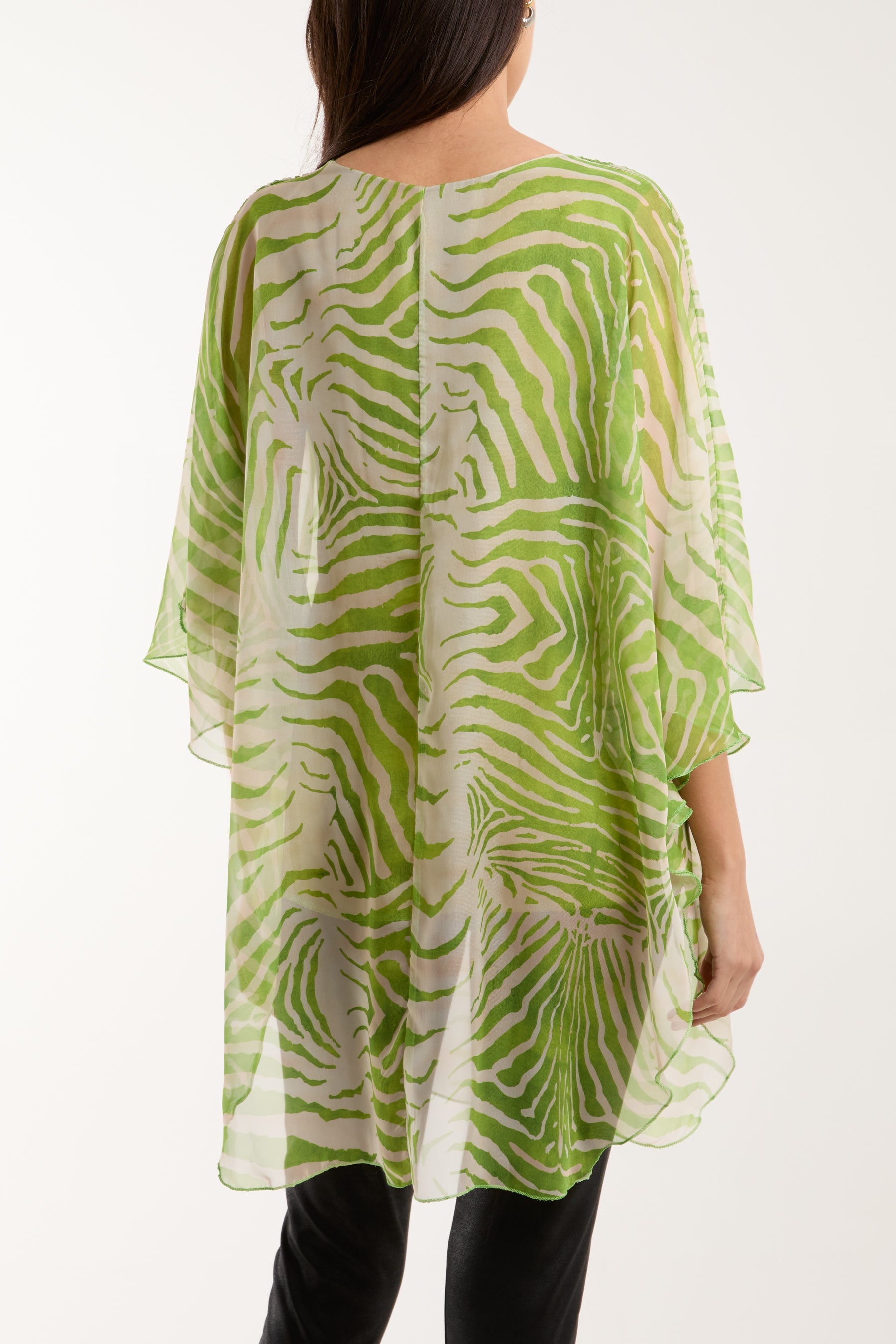 Zebra Print Sheer Long Blouse Blouses WearAll