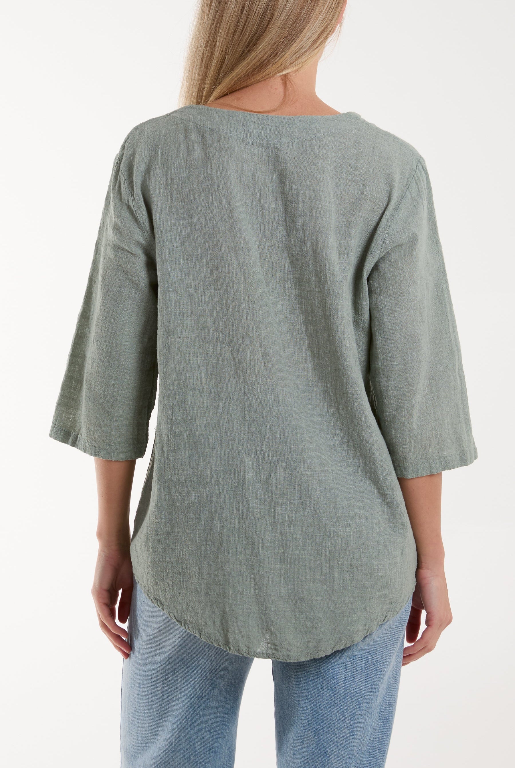 Front Button Cotton Washed Top Tops WearAll