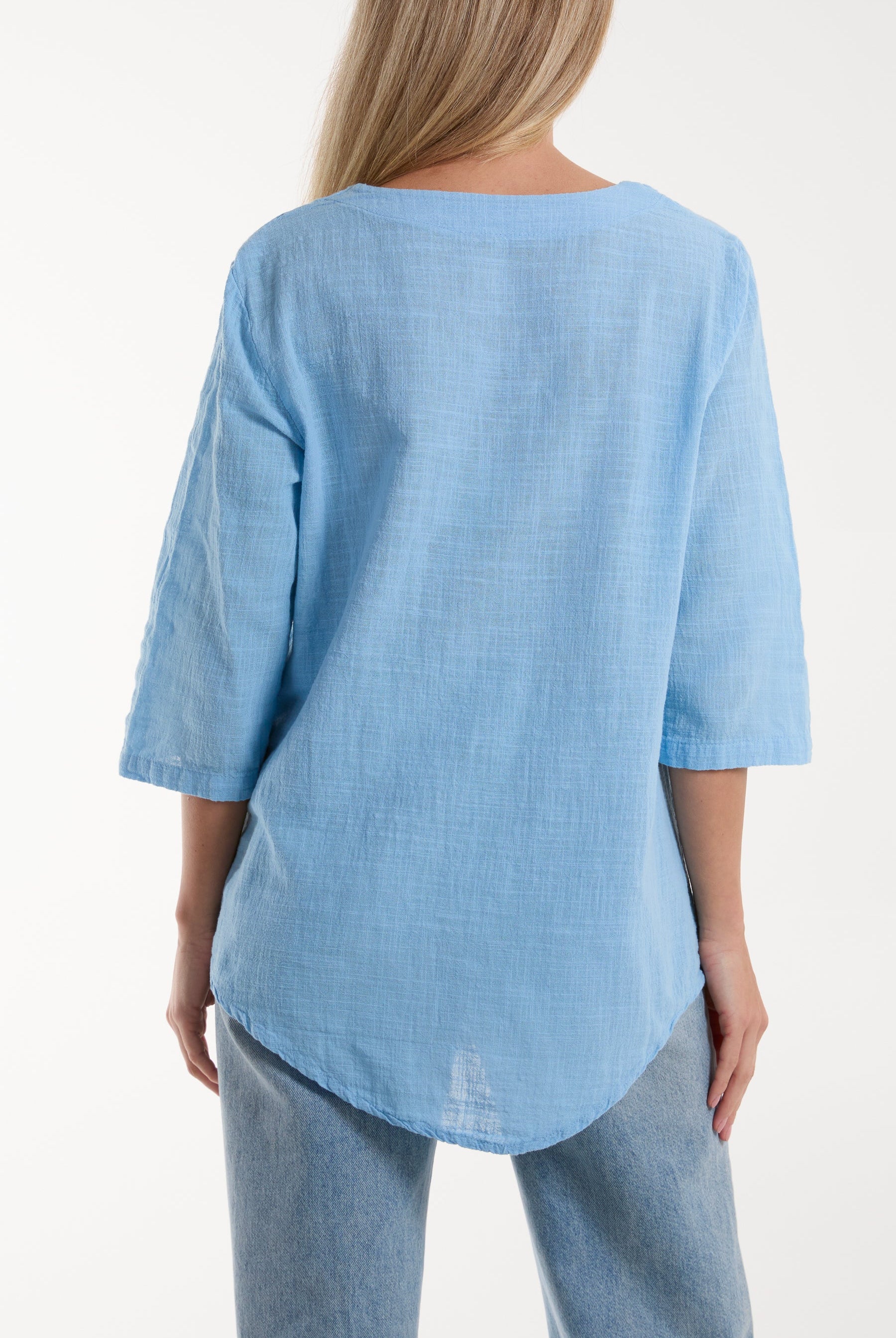 Front Button Cotton Washed Top Tops WearAll