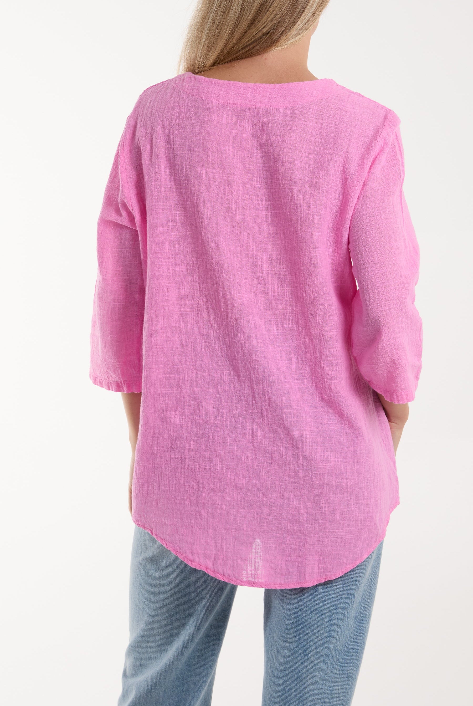 Front Button Cotton Washed Top Tops WearAll