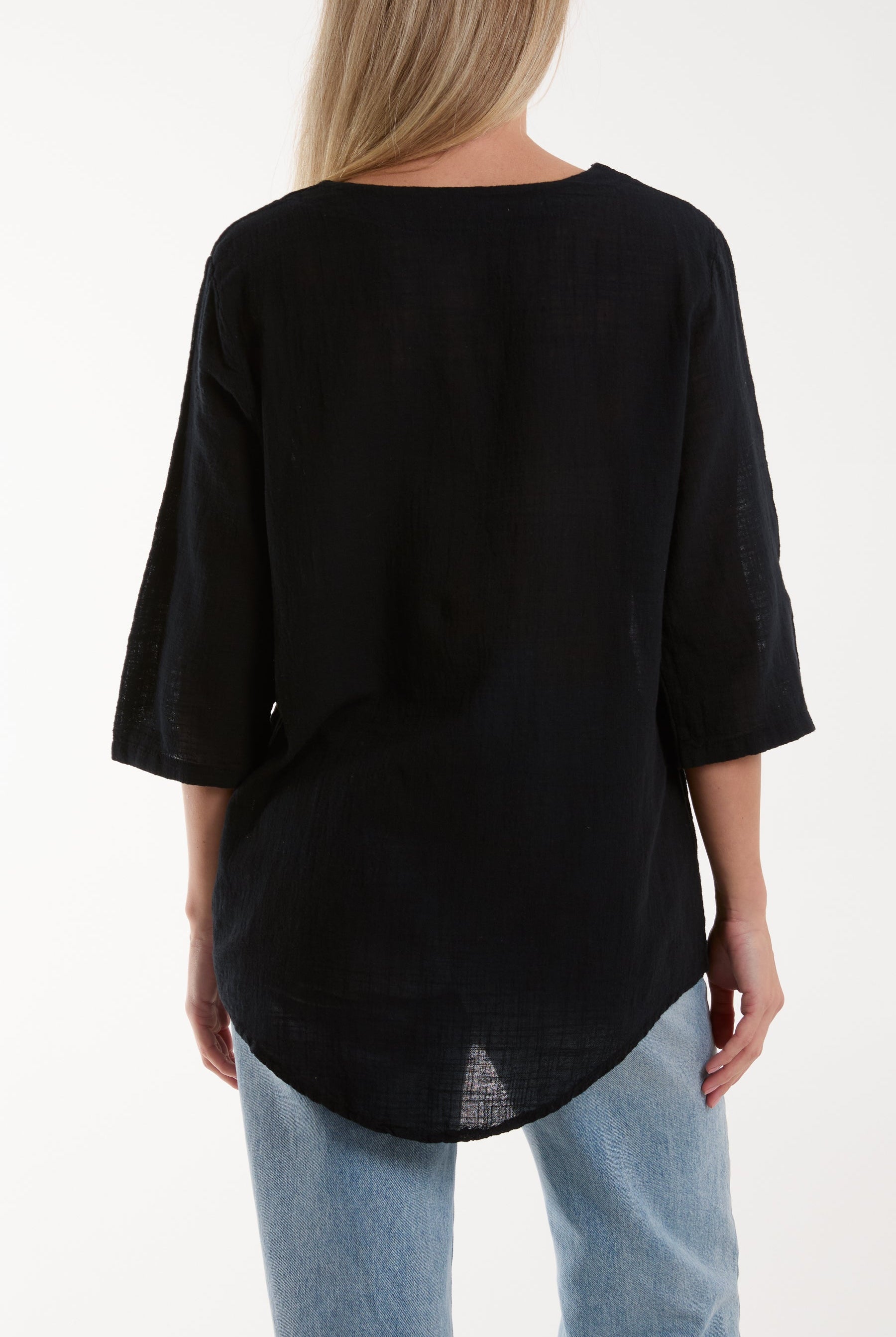 Front Button Cotton Washed Top Tops WearAll