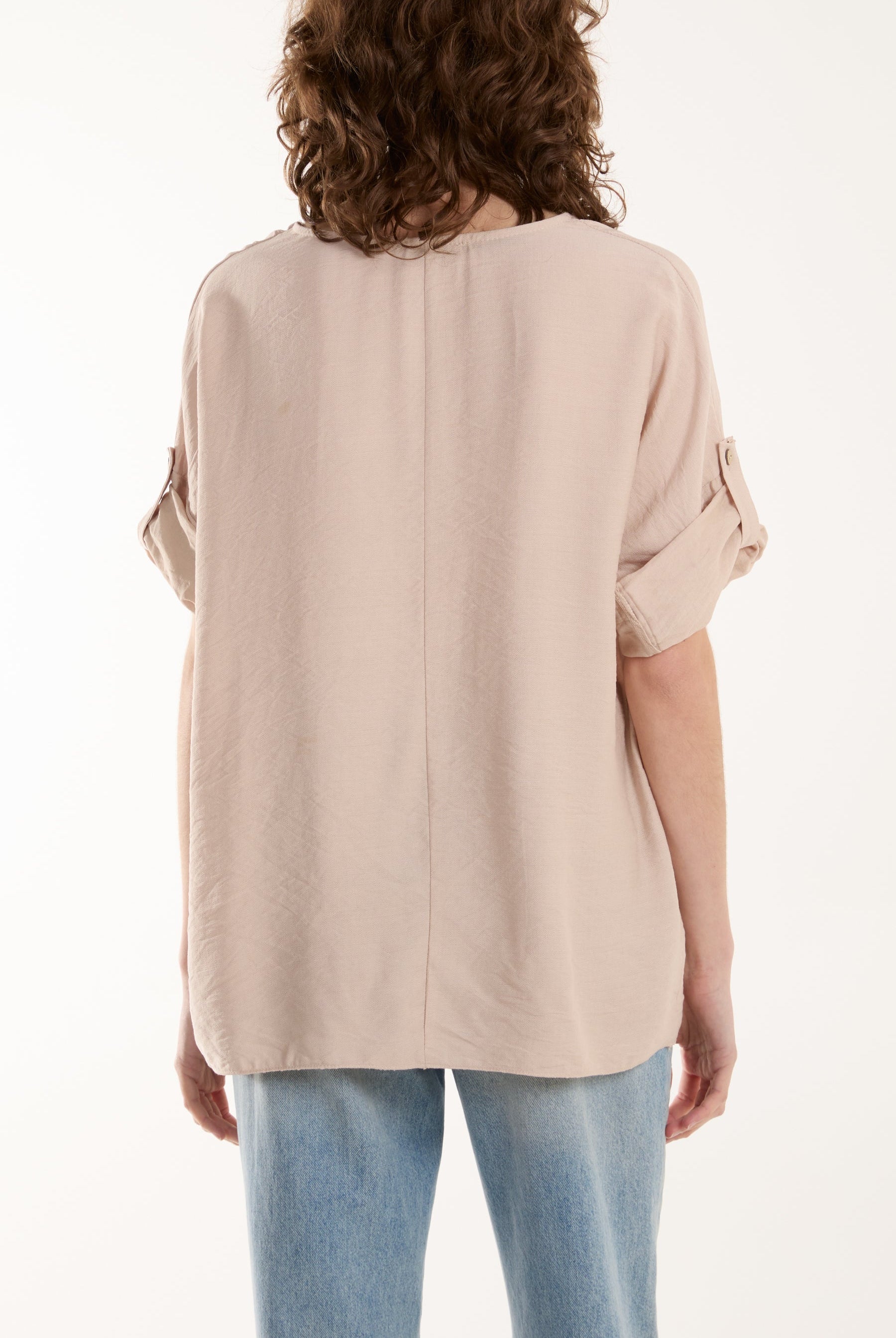 Two Button Front Knot Short Sleeve Top Tops WearAll