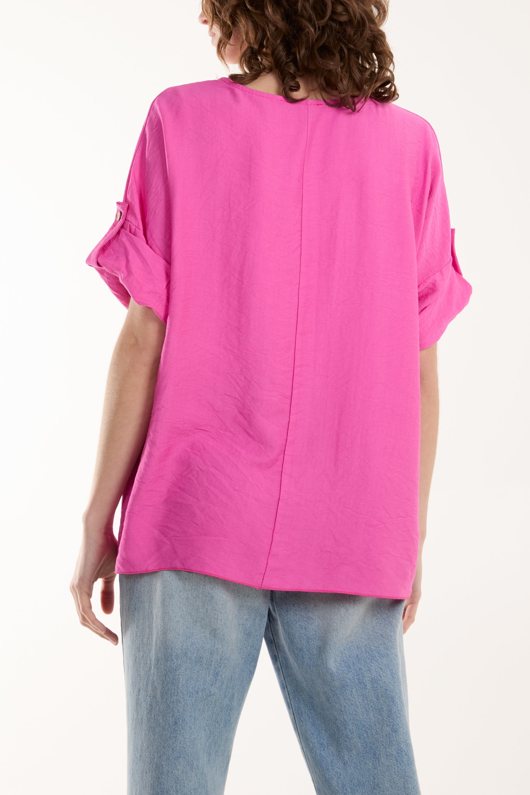 Two Button Front Knot Short Sleeve Top Tops WearAll