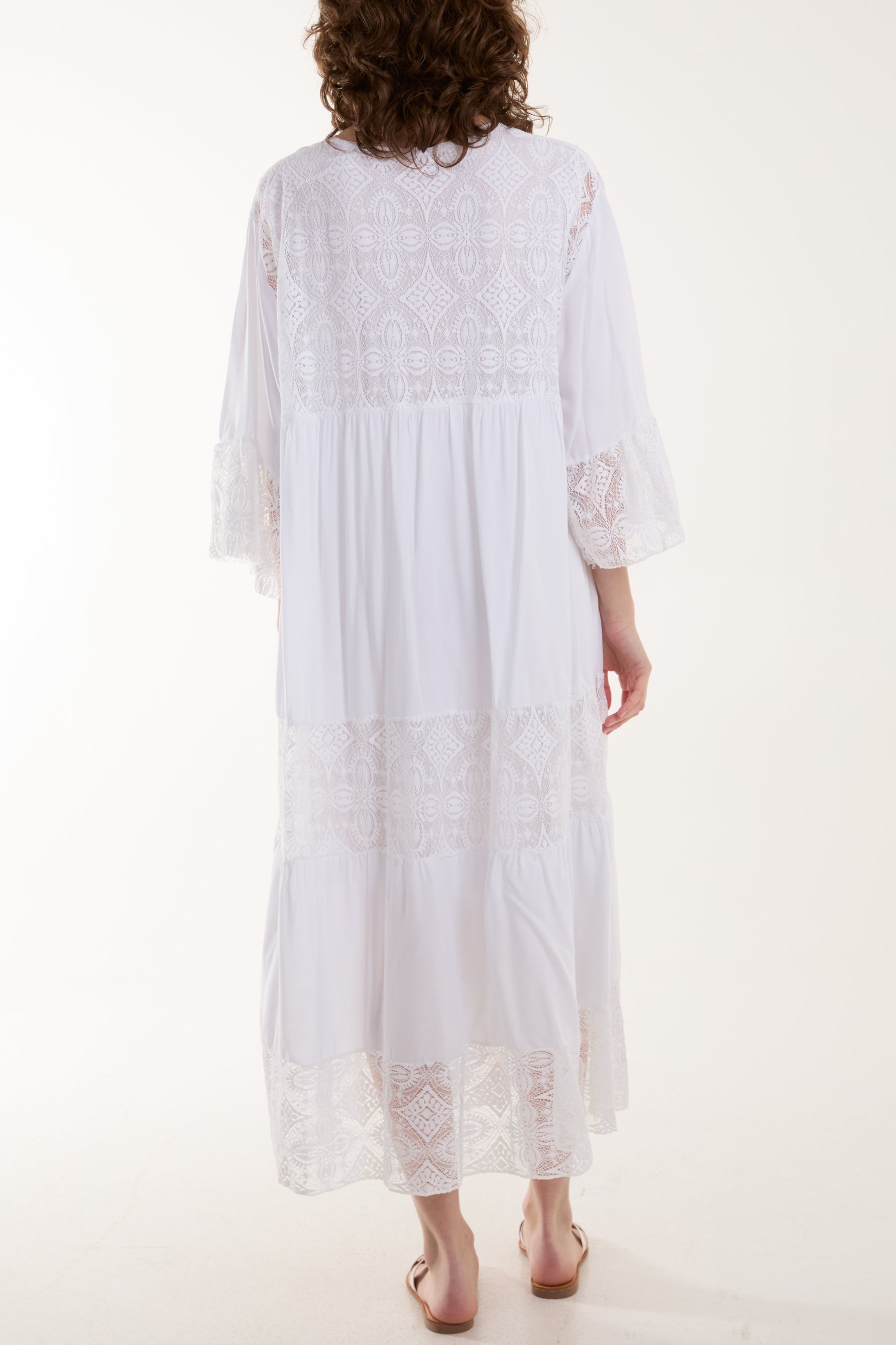 Lace Smock Tiered Midi Dress Dresses WearAll