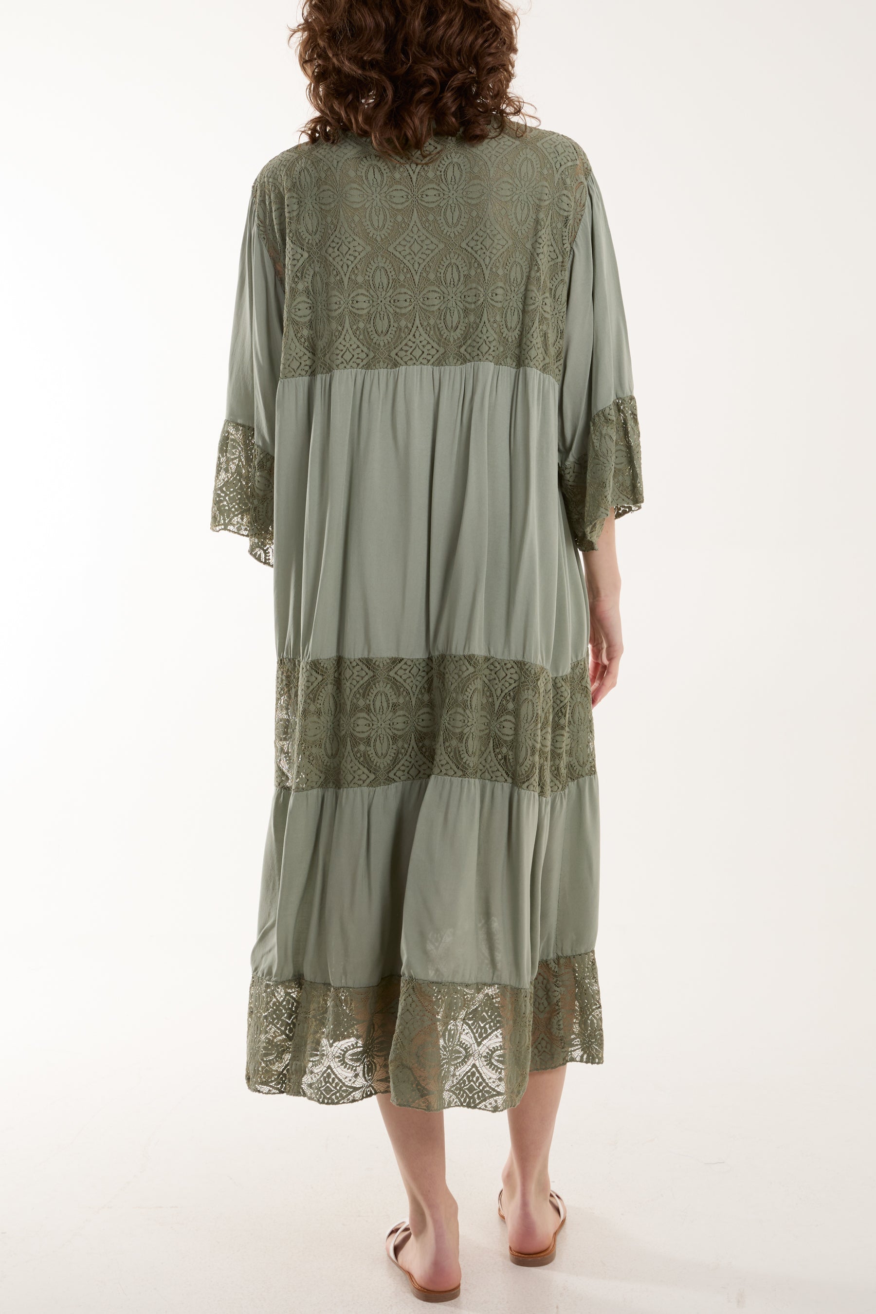 Lace Smock Tiered Midi Dress Dresses WearAll