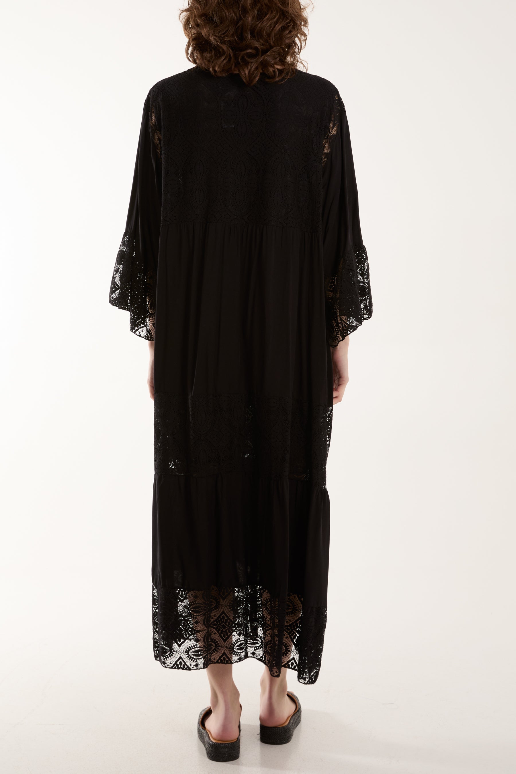 Lace Smock Tiered Midi Dress Dresses WearAll