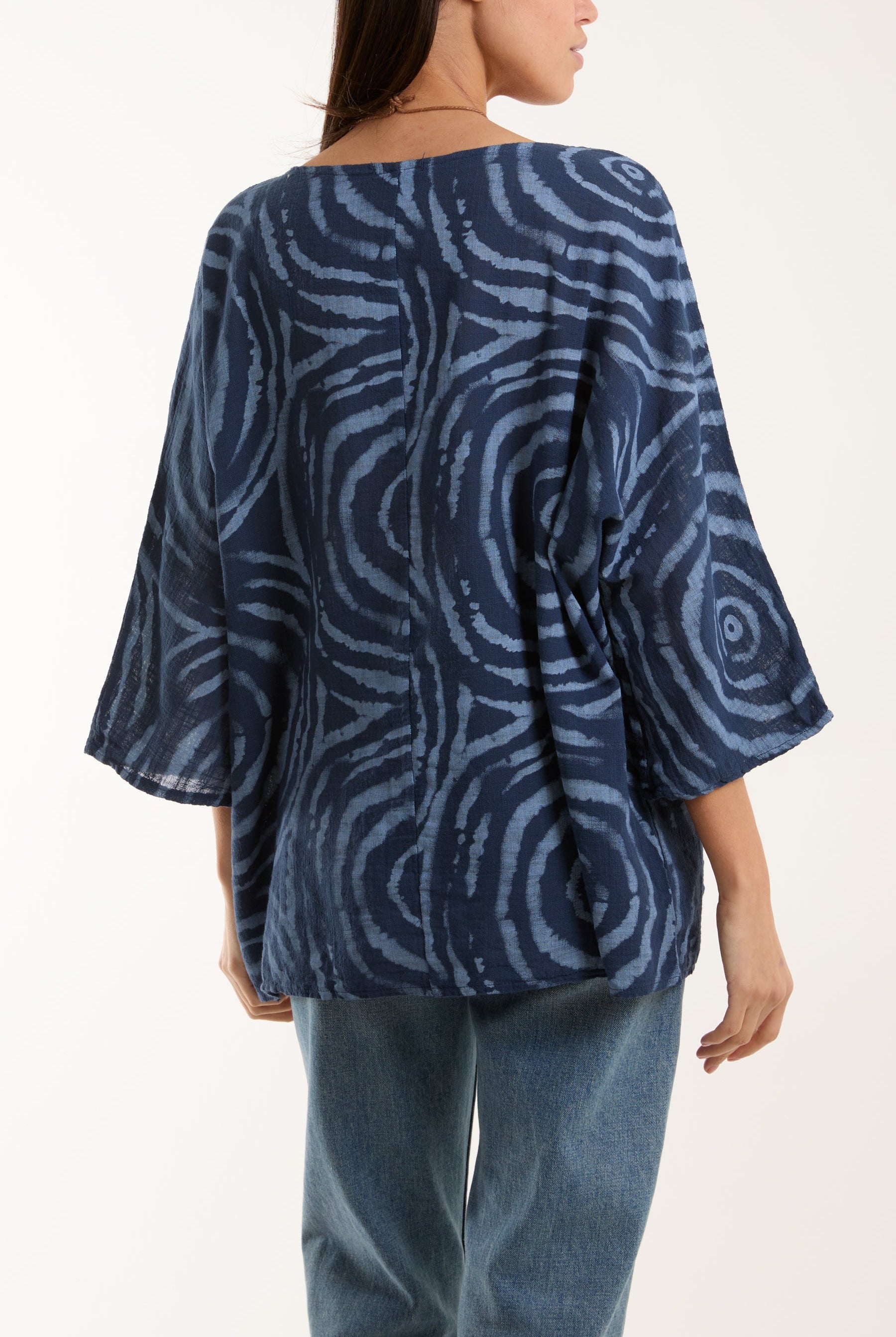 Swirl Necklace 3/4 Sleeve Blouse Blouses WearAll