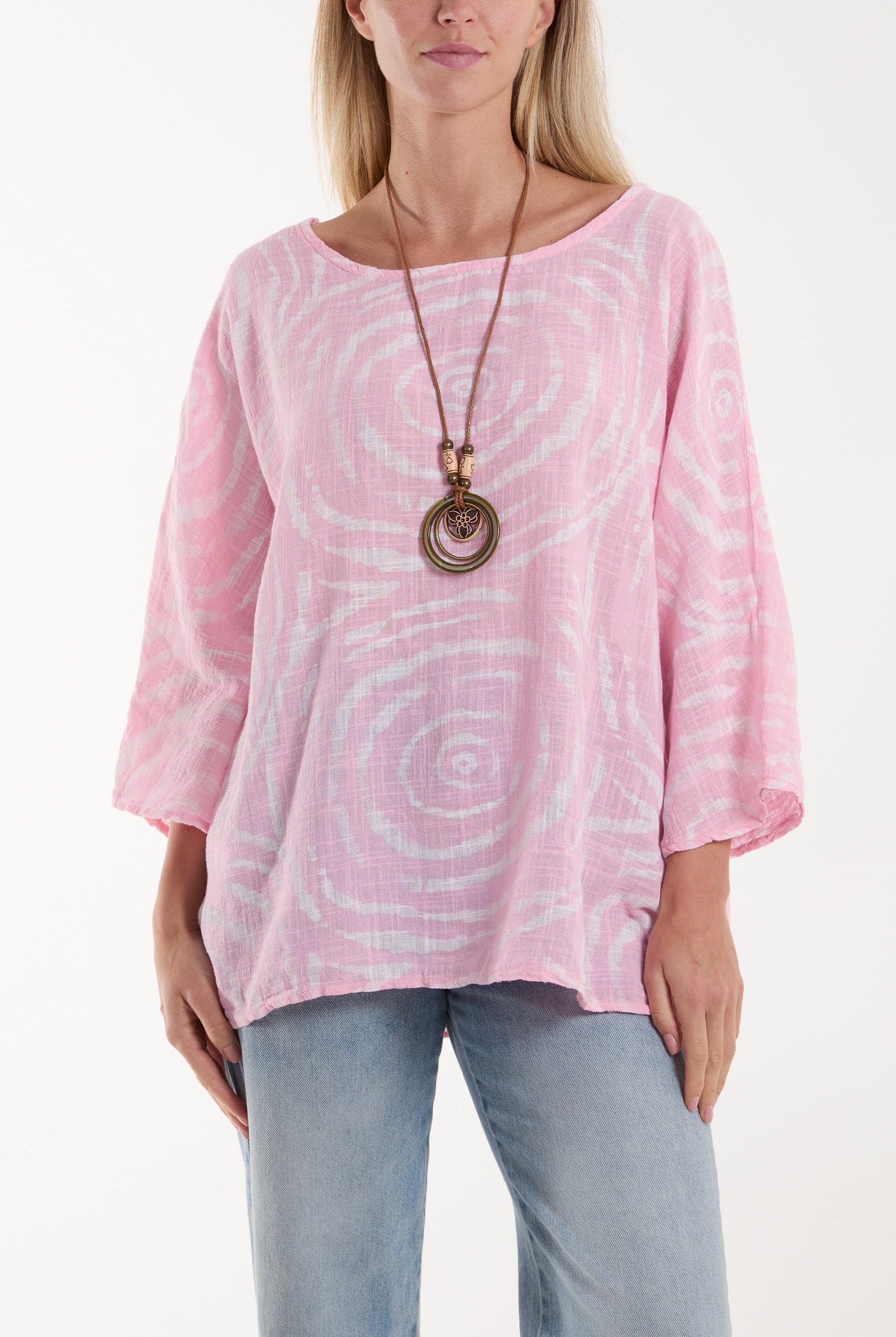 Swirl Necklace 3/4 Sleeve Blouse Blouses WearAll