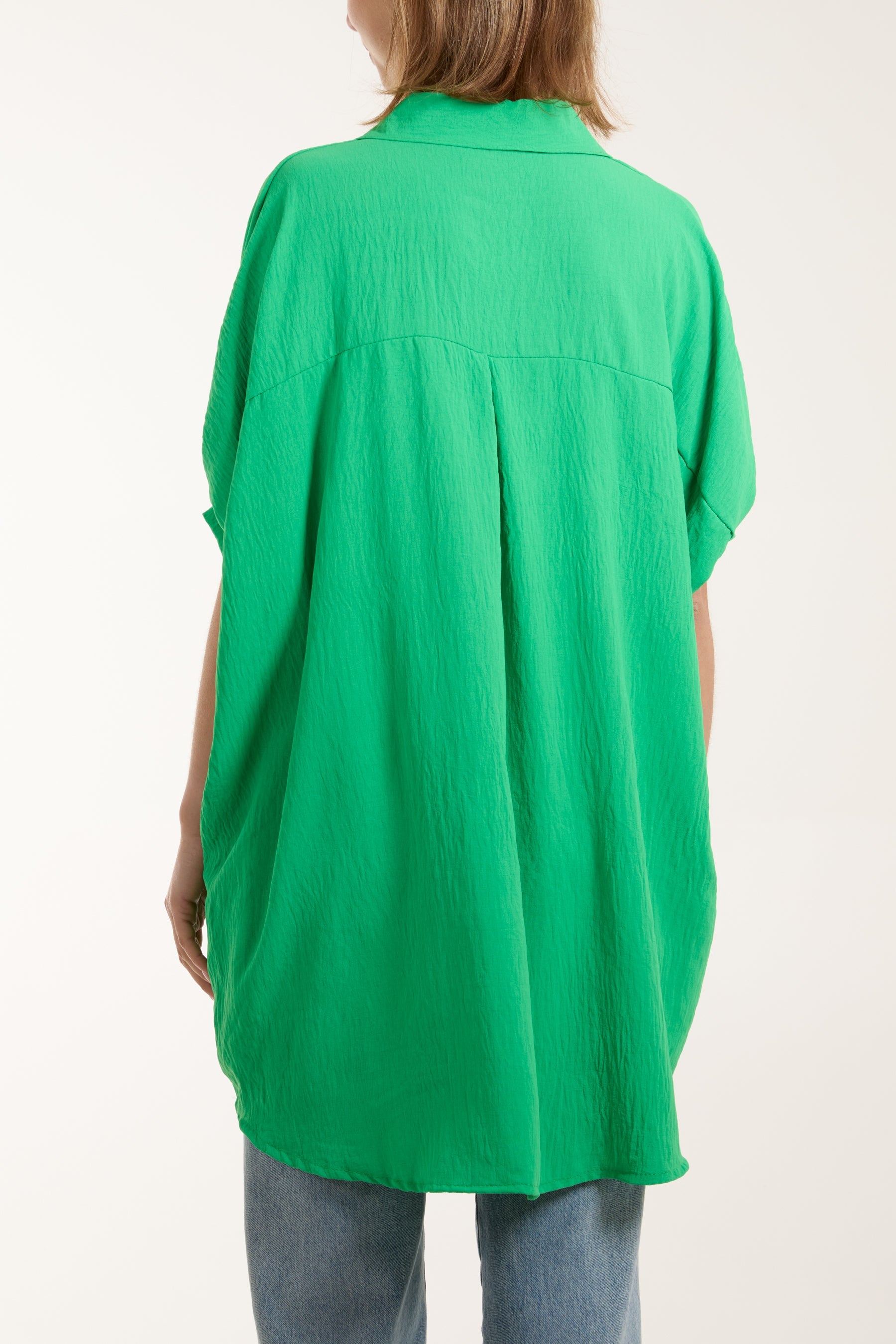 Open Collar Short Sleeve Blouse Blouses WearAll