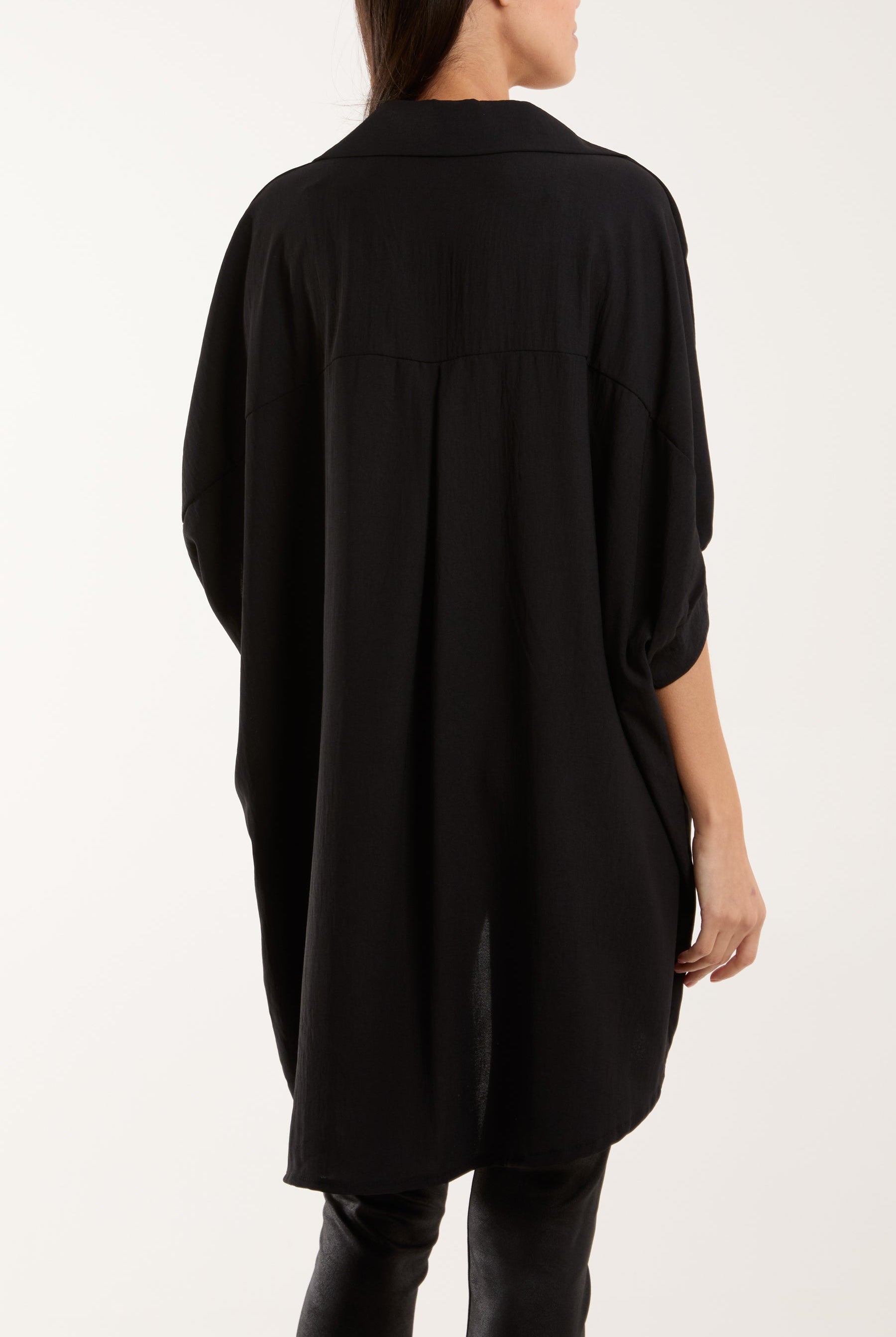 Open Collar Short Sleeve Blouse Blouses WearAll