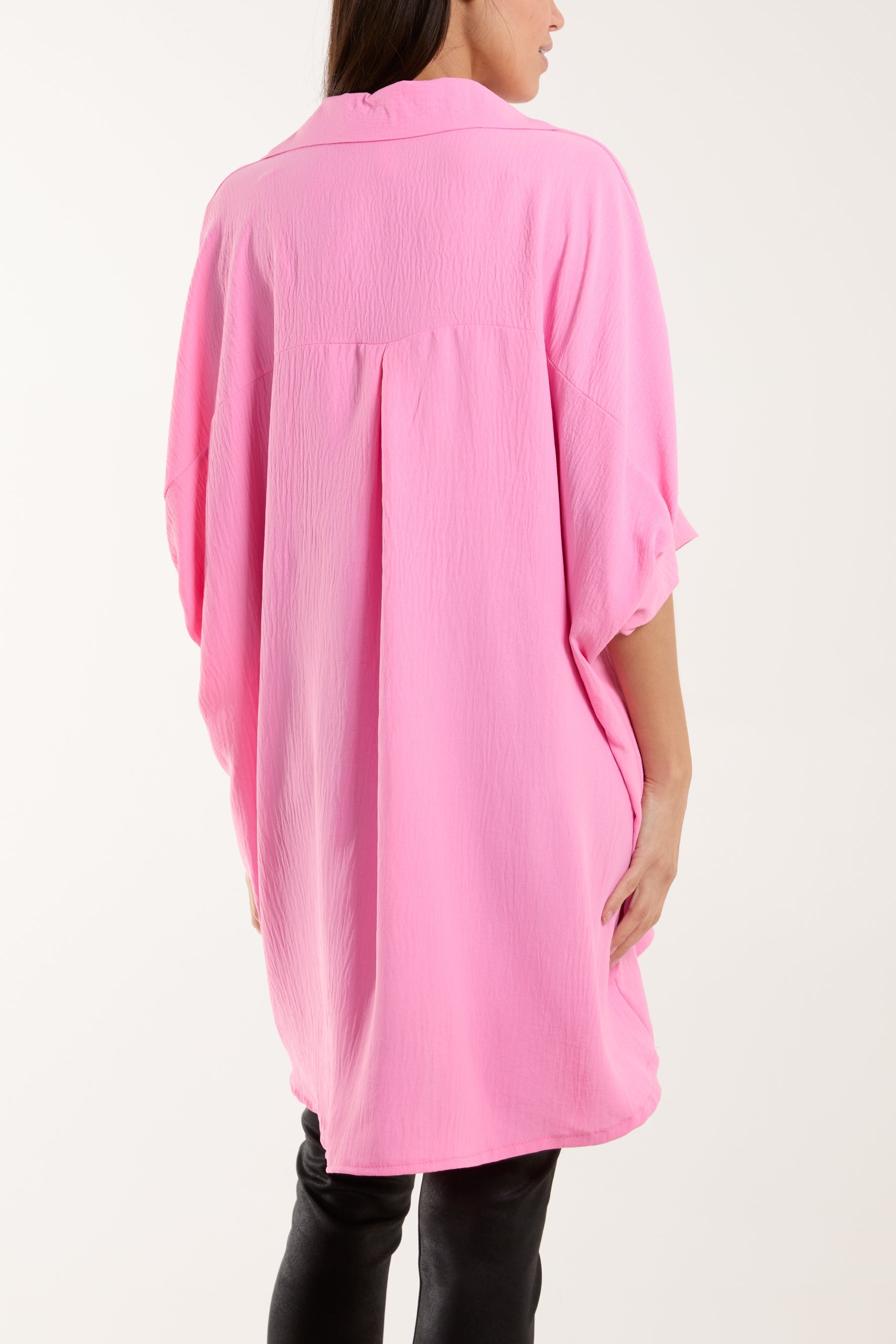 Open Collar Short Sleeve Blouse Blouses WearAll