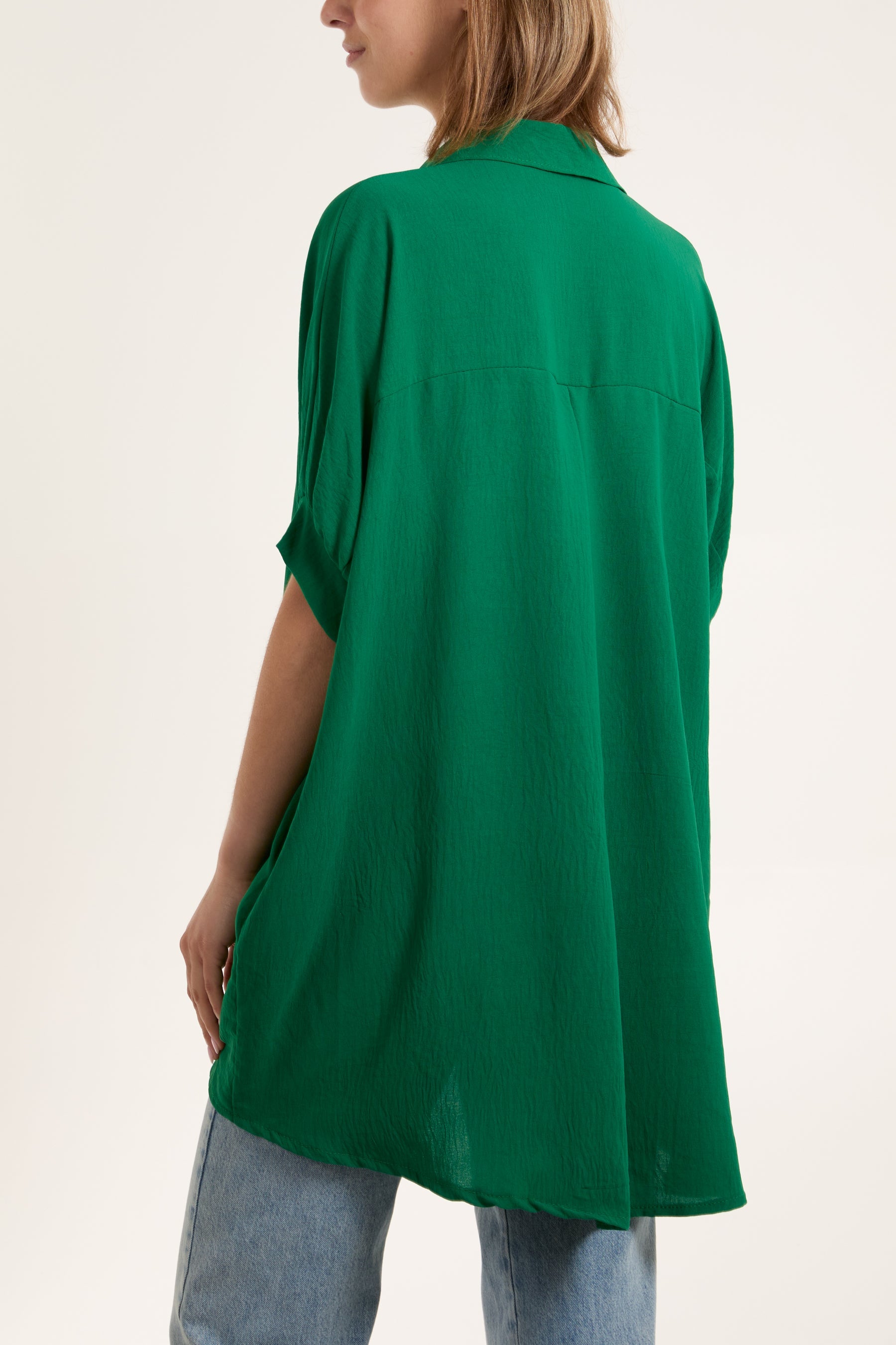 Open Collar Short Sleeve Blouse Blouses WearAll