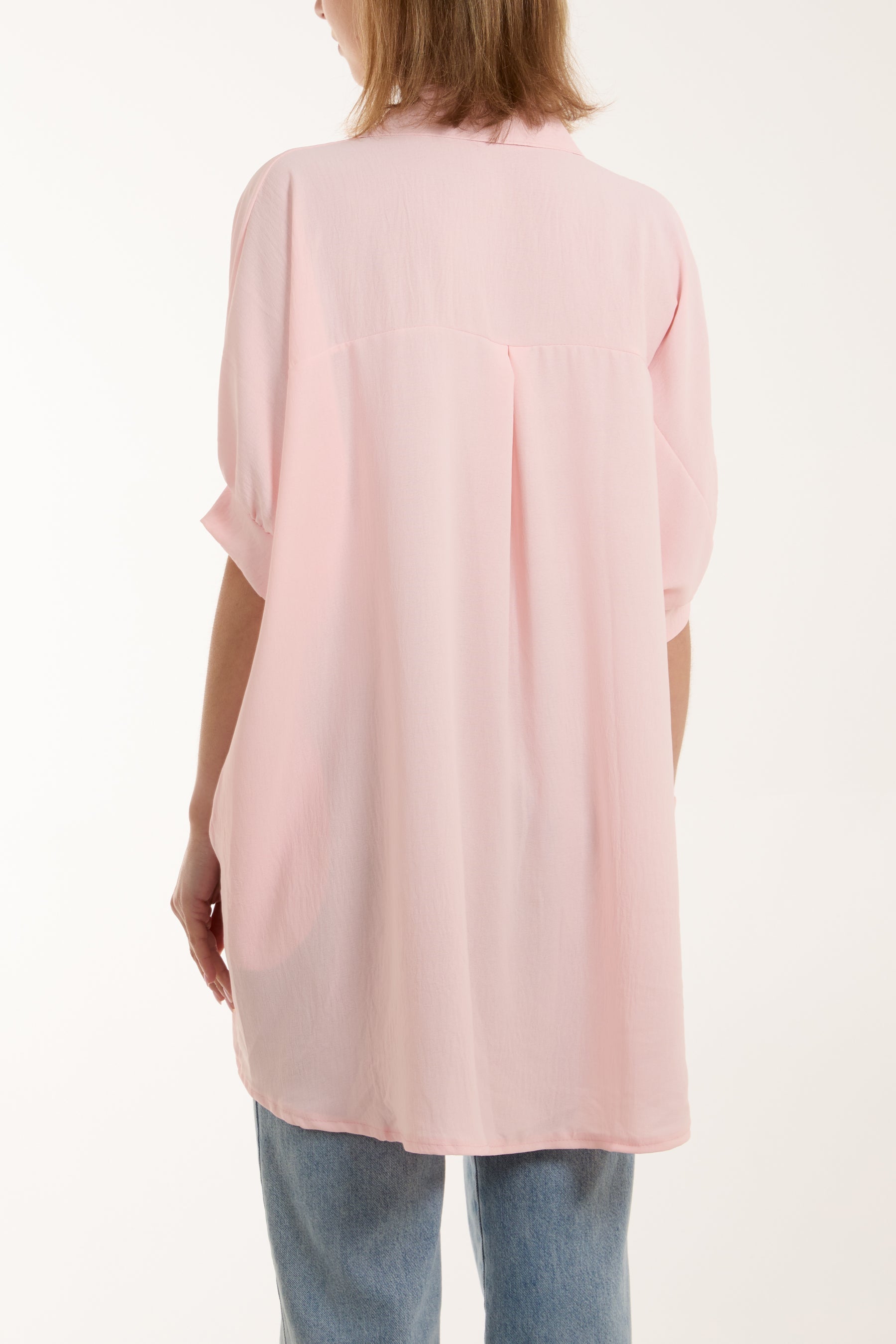 Open Collar Short Sleeve Blouse Blouses WearAll