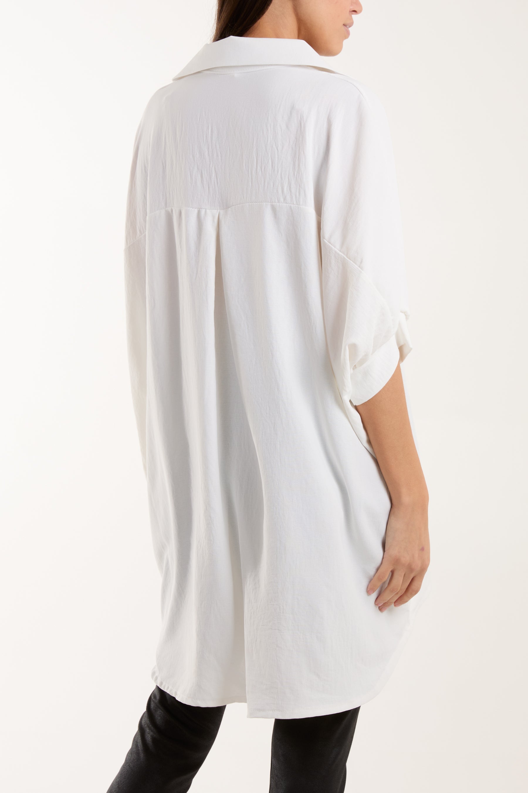 Open Collar Short Sleeve Blouse Blouses WearAll