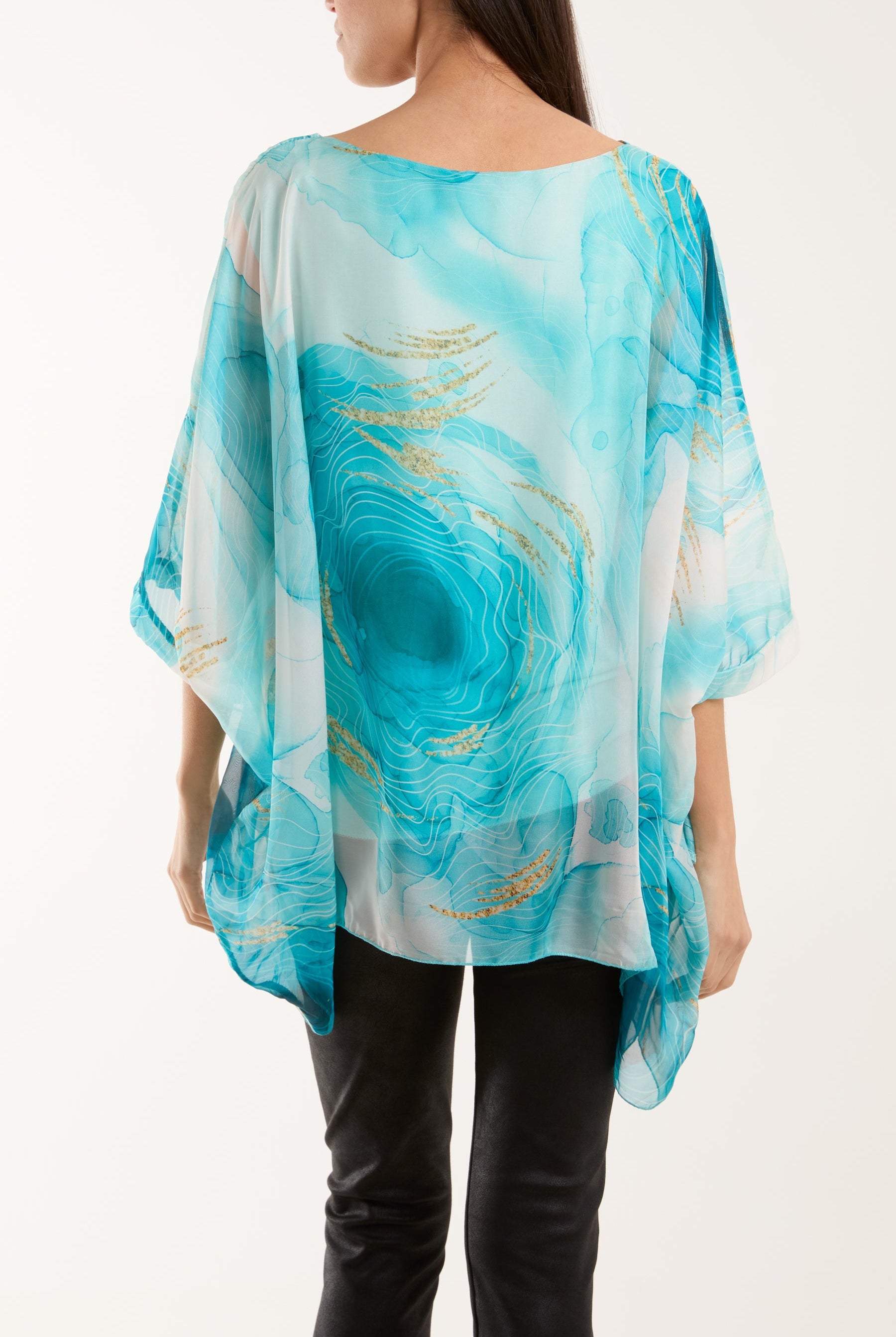 Marble Print Sheer Blouse Blouses WearAll