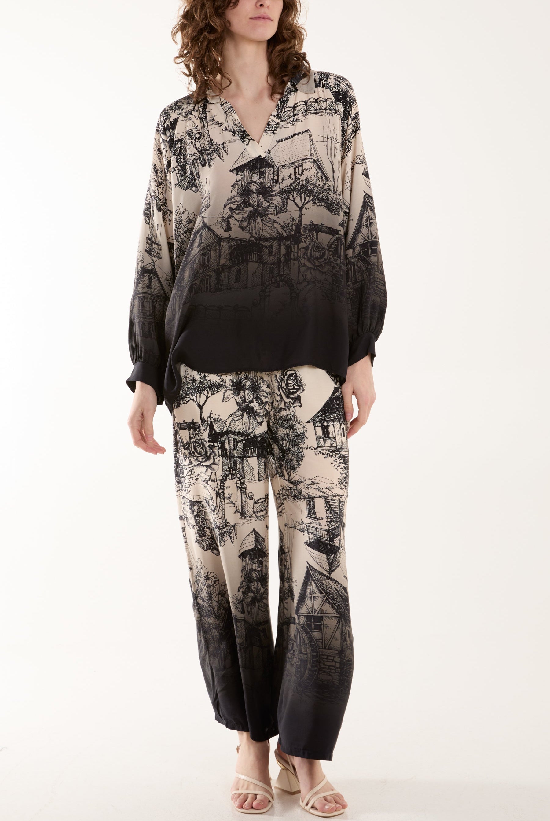 Ombre Edge Printed Co-Ord Set Co-Ords WearAll Black One Size