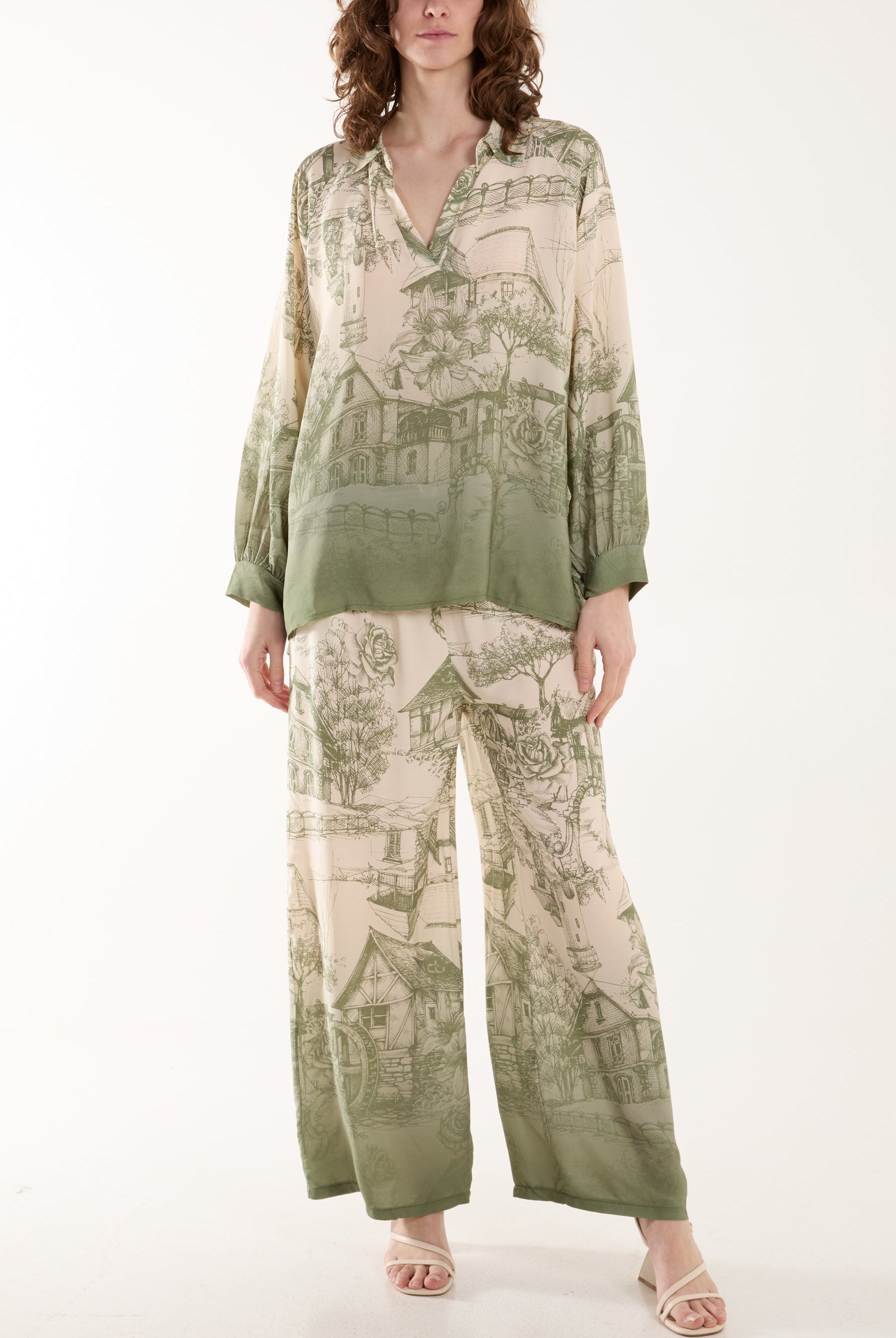 Ombre Edge Printed Co-Ord Set Co-Ords WearAll Khaki One Size