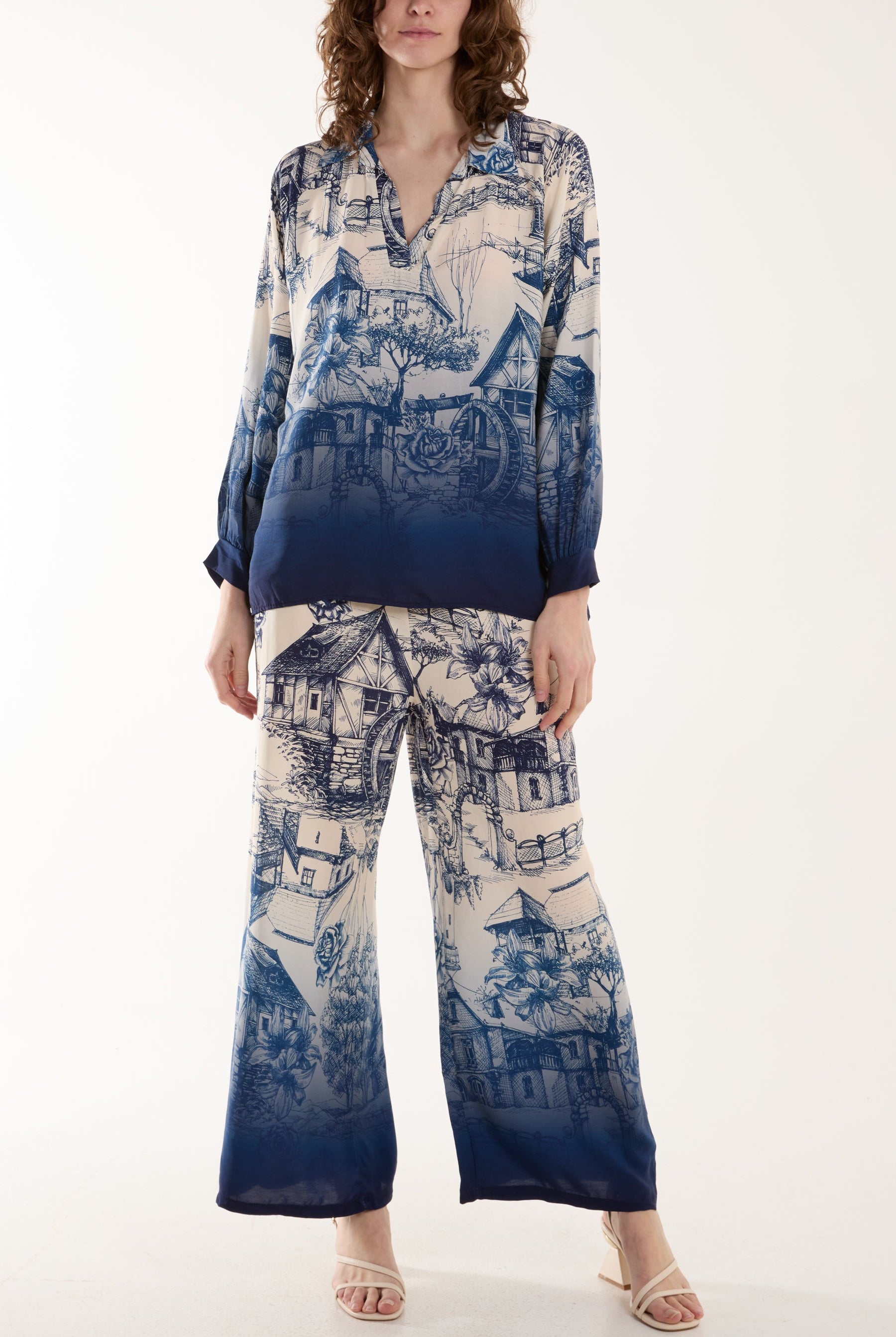 Ombre Edge Printed Co-Ord Set Co-Ords WearAll Navy One Size